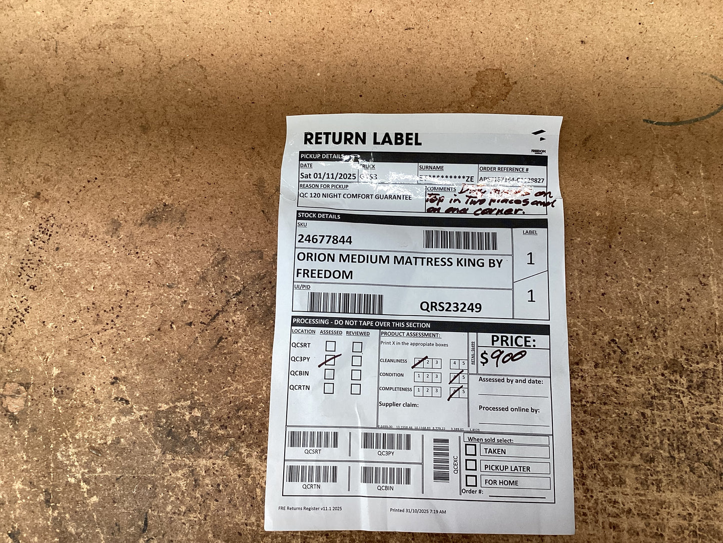 QLD QRS23249 Orion Medium Mattress King