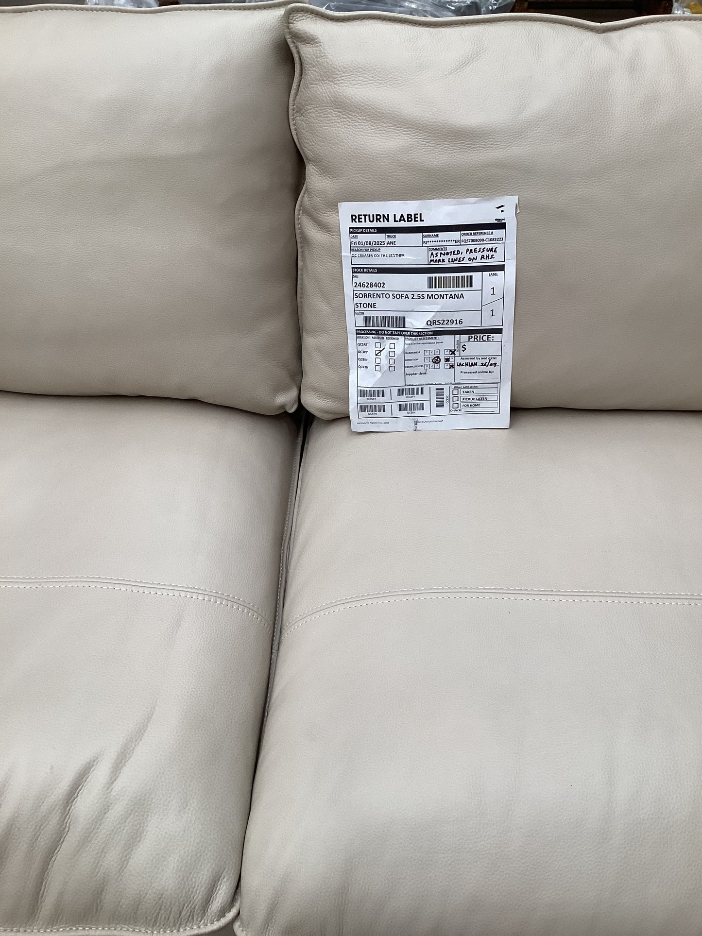 QLD QRS22916 Sorrento Sofa 2.5S Montana Stone
