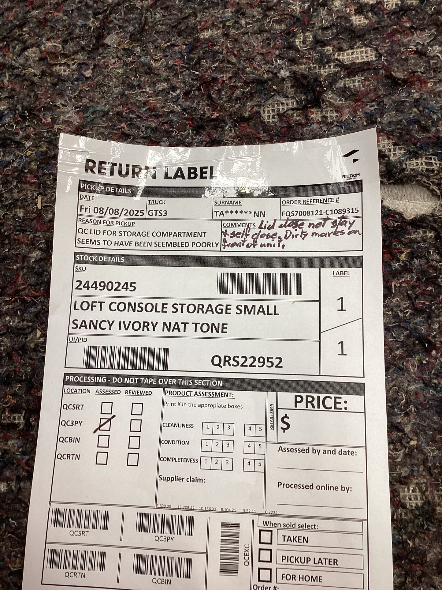 QLD QRS22952 Loft Console-Storage-Wireless Charging S