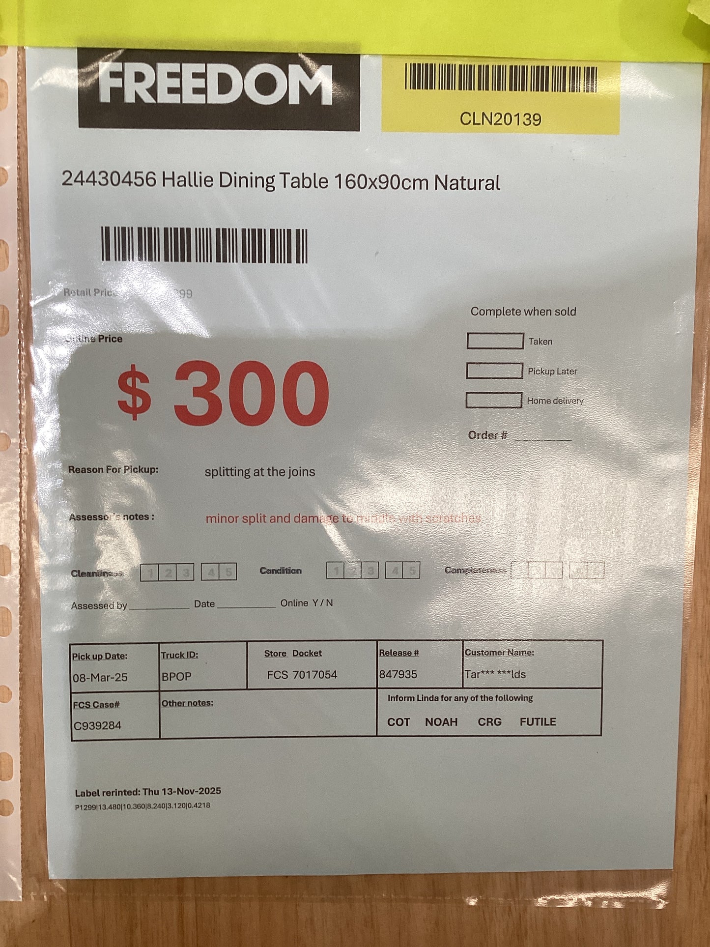 NSW CLN20139 Hallie Dining Table 160x90cm Natural