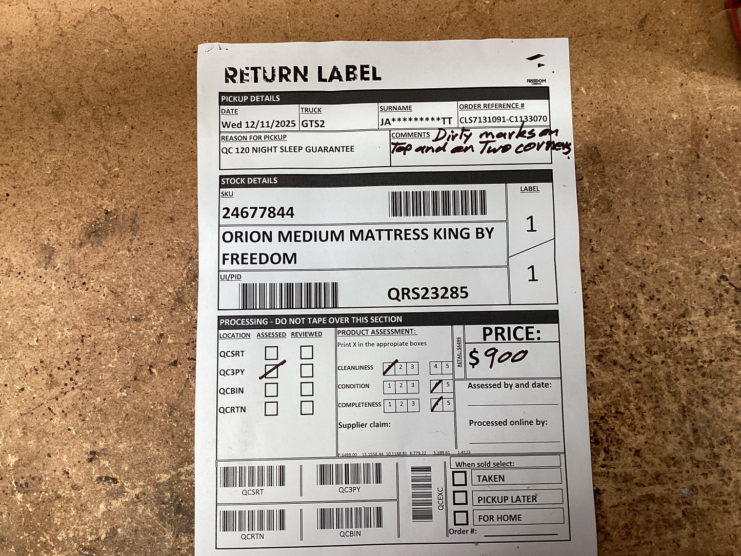 QLD QRS23285 Orion Medium Mattress King