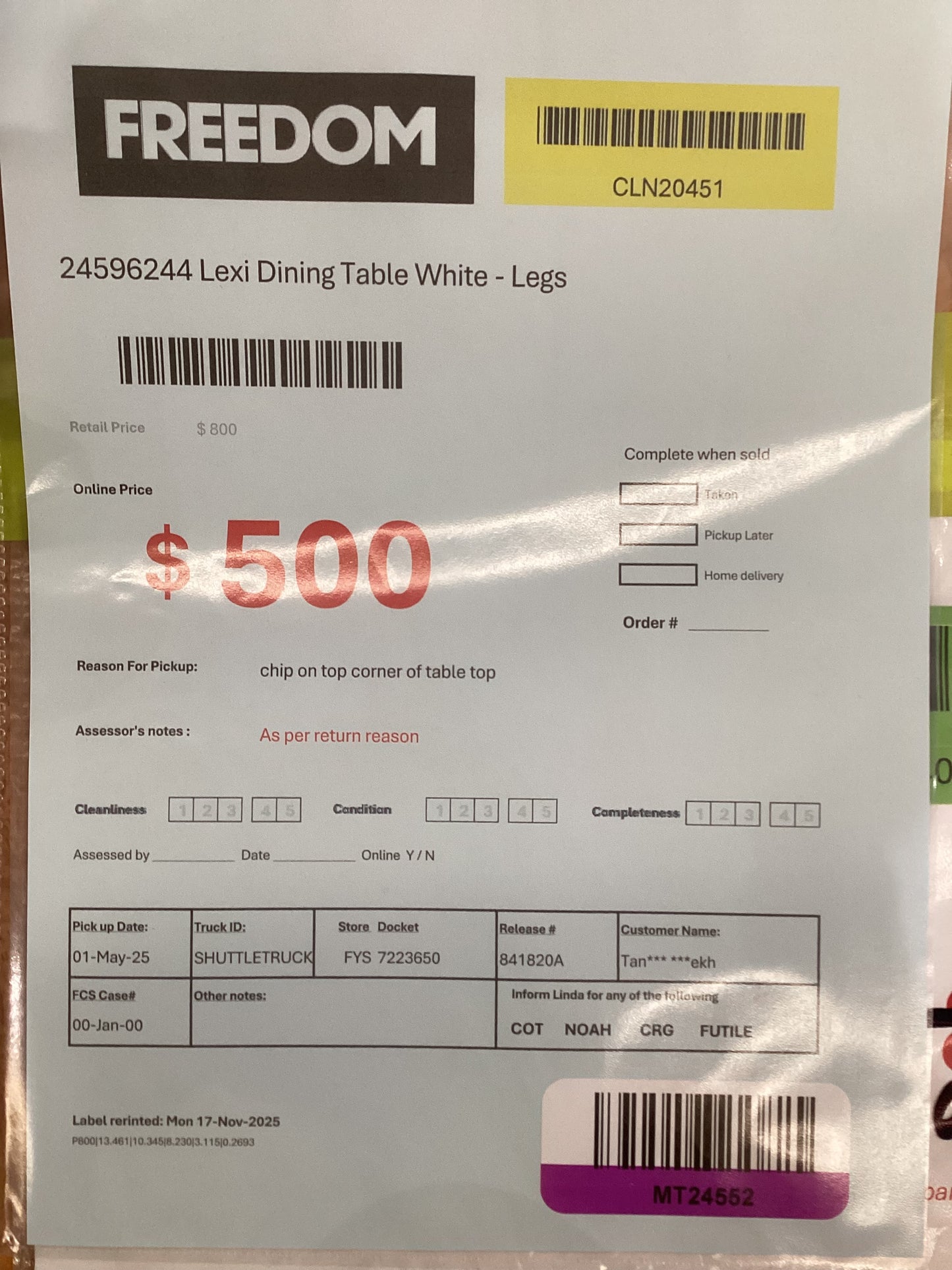 NSW MT24552 Lexi Dining Table White