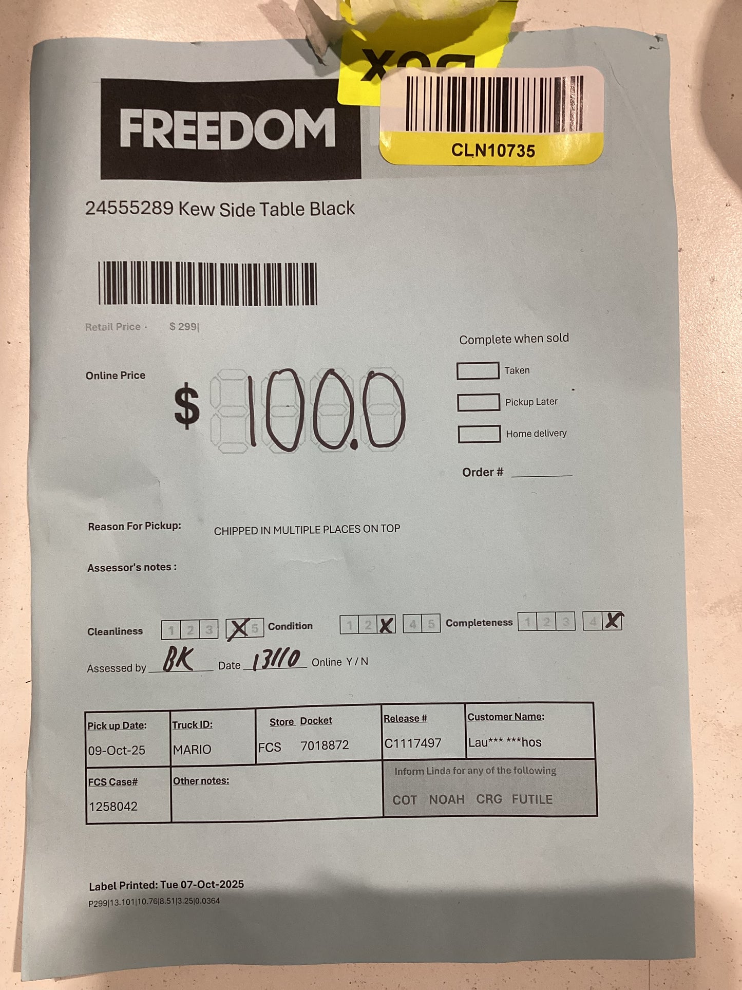 NSW CLN10735 Kew Side Table Black