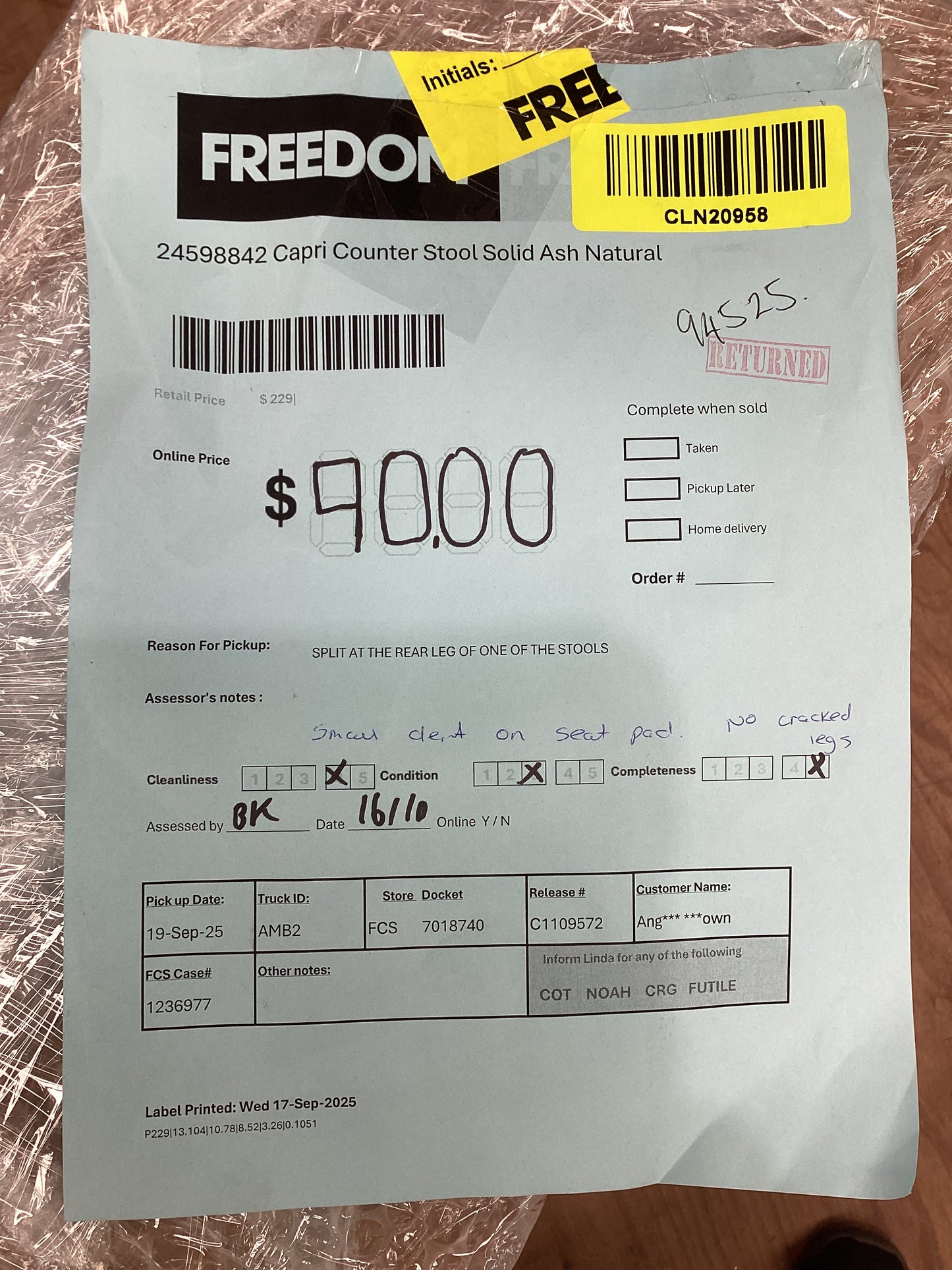 NSW CLN20958 Capri Counter Stool Solid Ash Natural