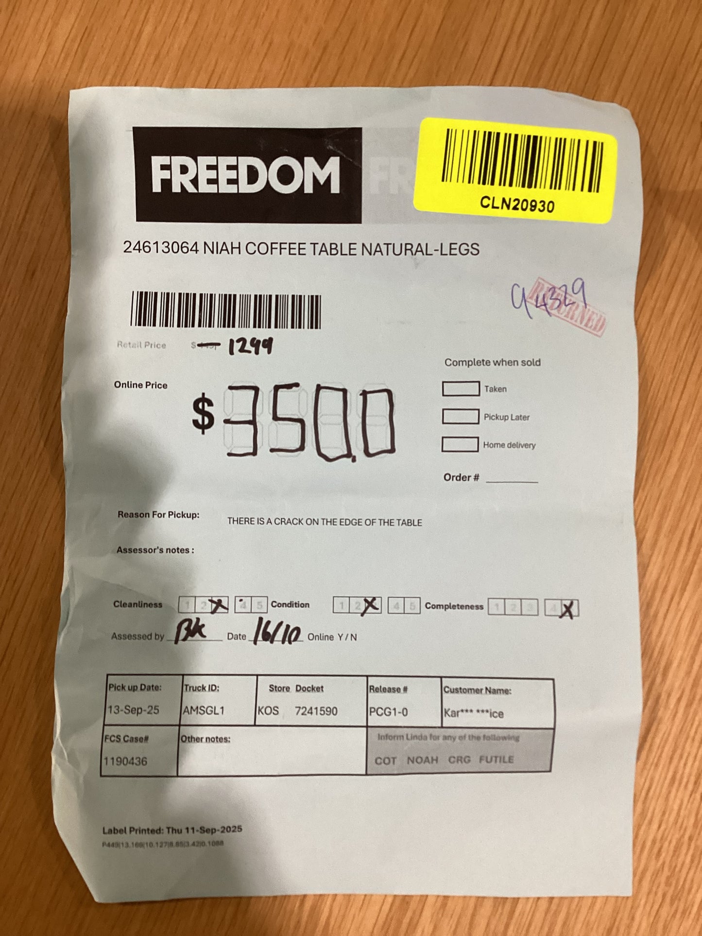 NSW MT24526 Niah Coffee Table Natural