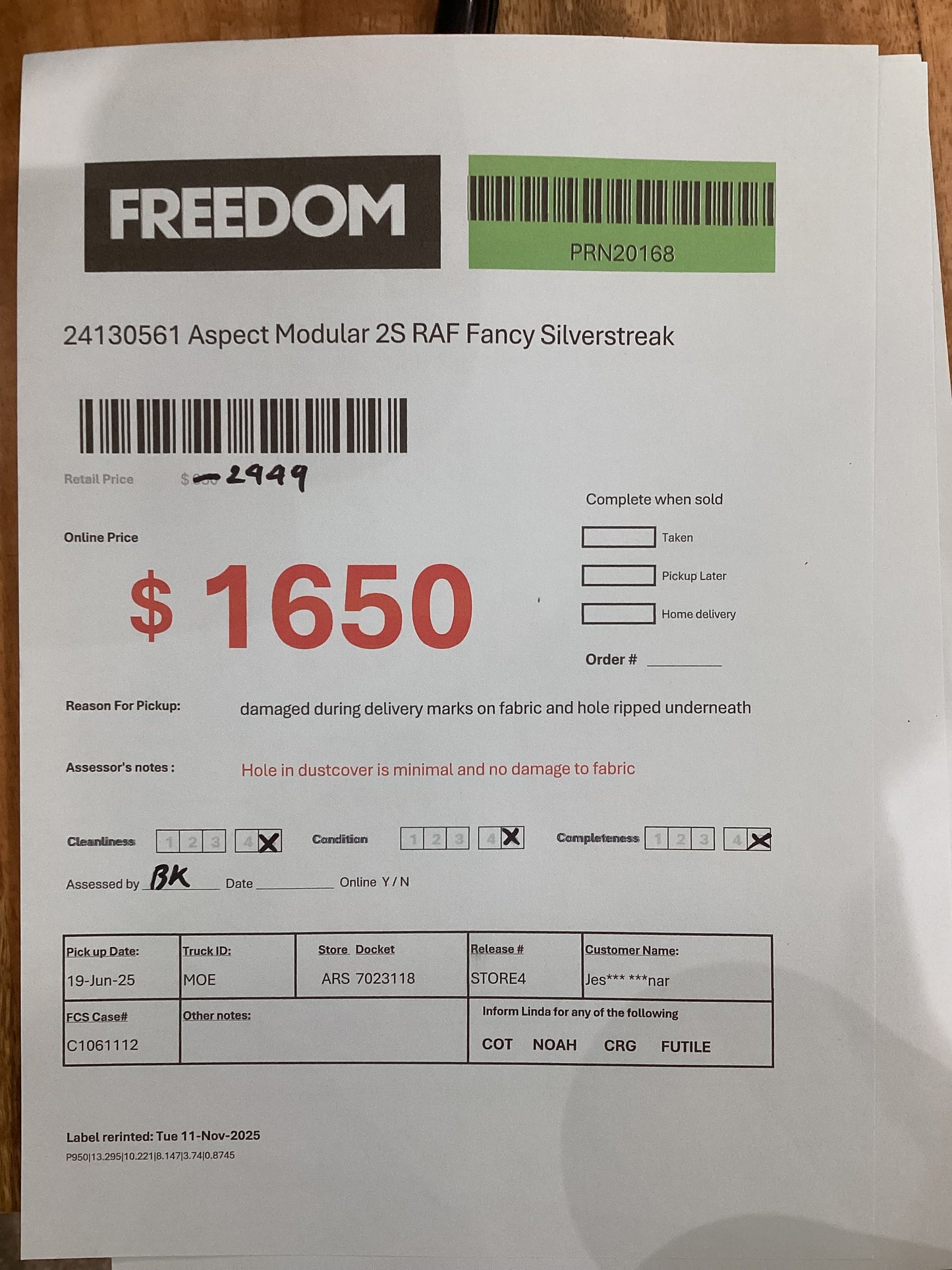 NSW MT24514 Aspect 2S LAF+Armless 2S+2S RAF+Ottoman Storage Fancy Silverstreak