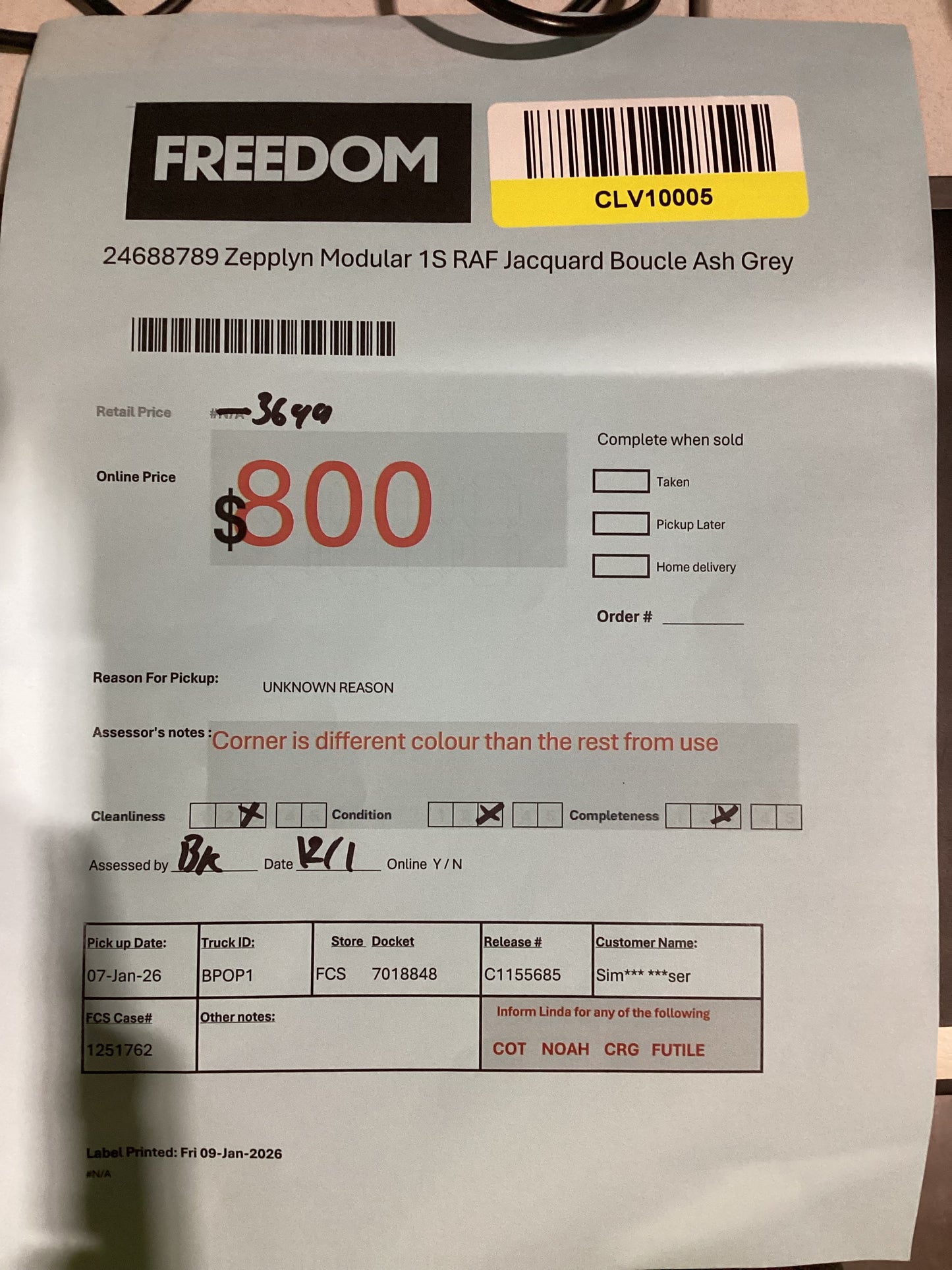 NSW MT24616 Zepplyn Modular Sofa Corner+1s RAF+ 1s Armless Jacquard Boucle Ash Grey