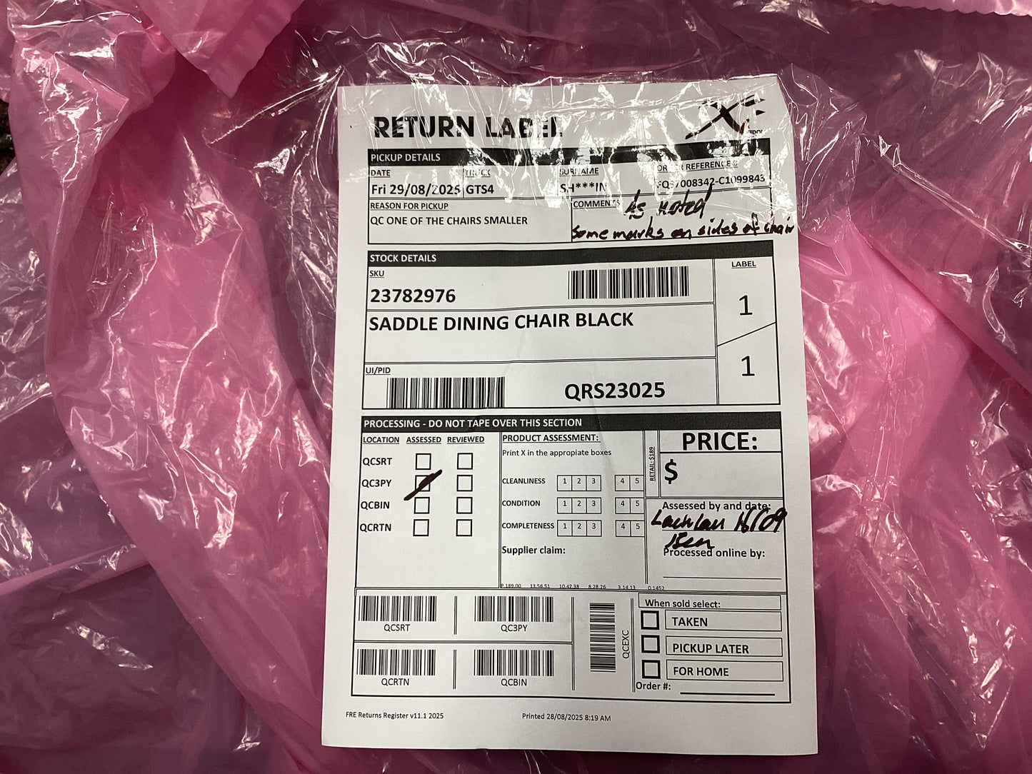 QLD QRS23025 Saddle Dining Chair Black