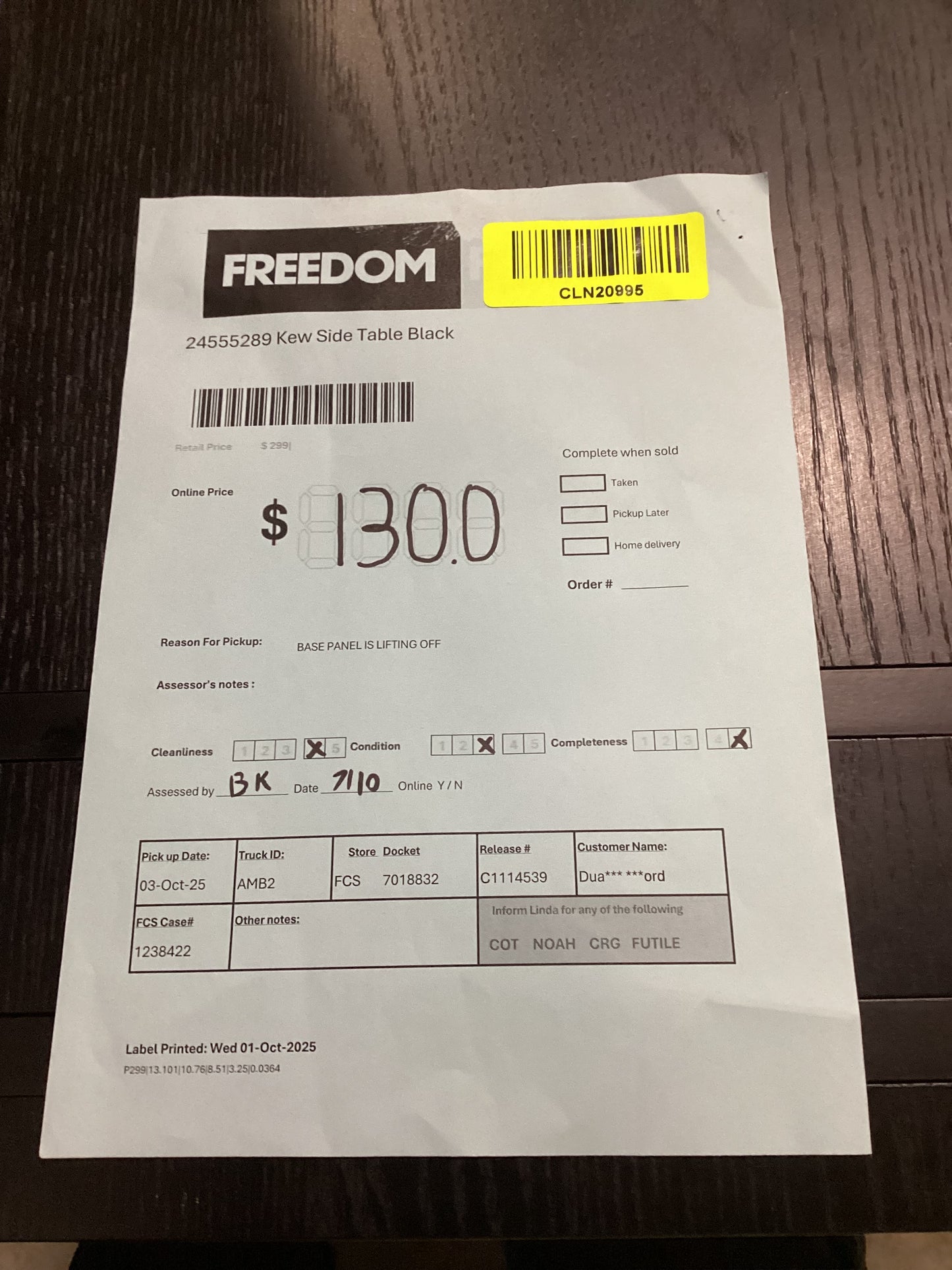 NSW CLN20995 Kew Side Table Black