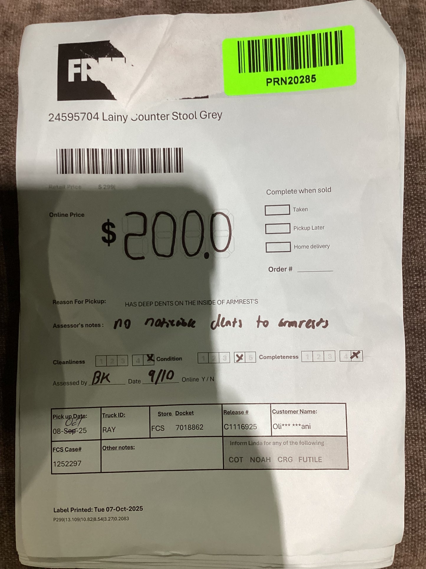 NSW PRN20285 Lainy Counter Stool Grey