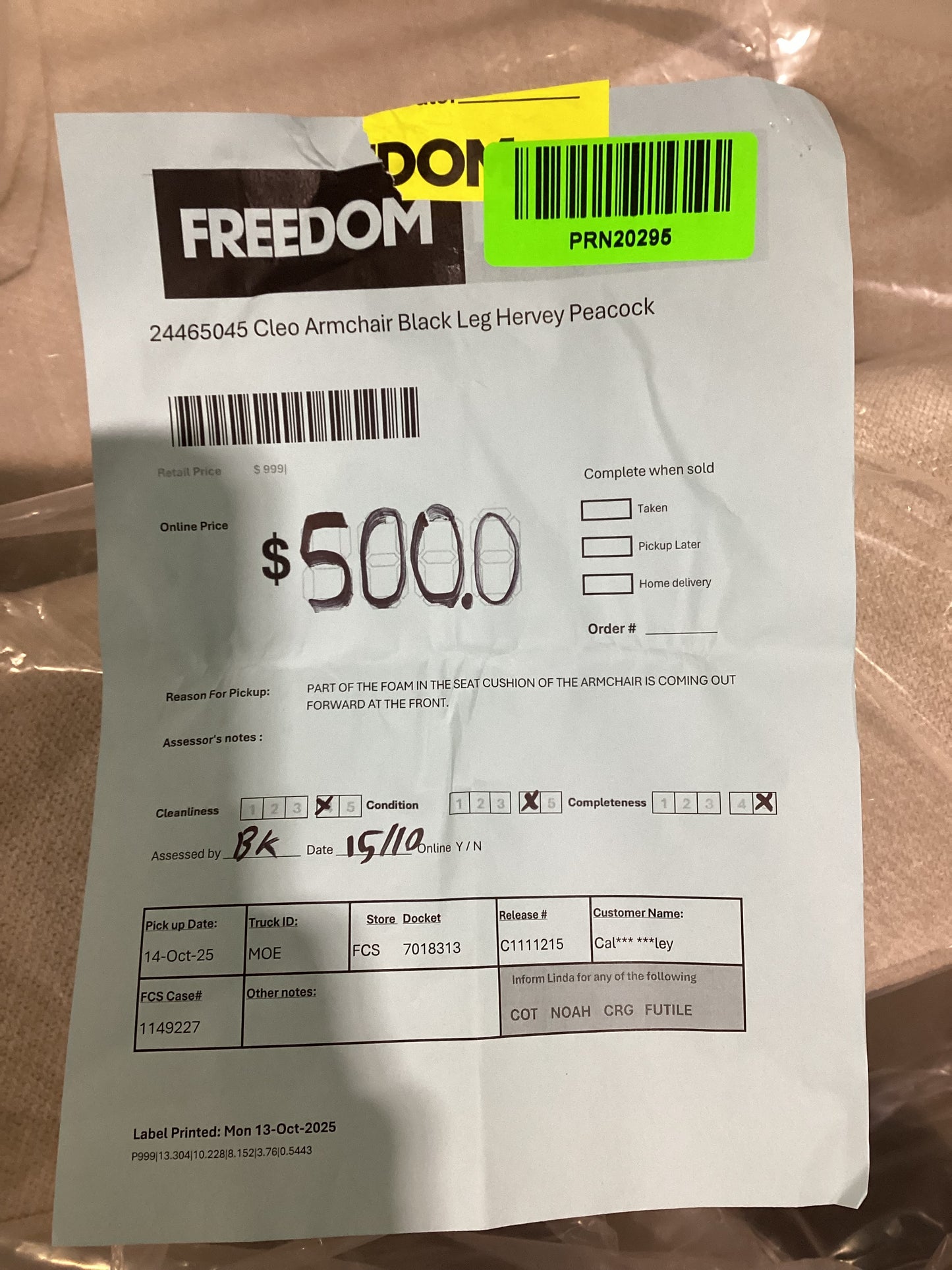 NSW PRN20295 Cleo Armchair Black Leg Hervey Peacock