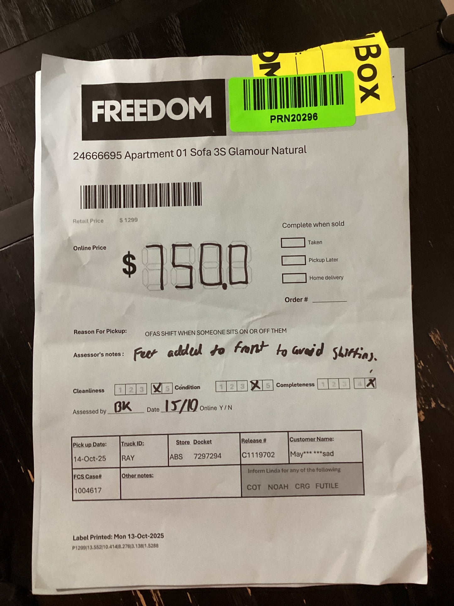 NSW PRN20296 Apartment 01 Sofa 3S Glamour Natural