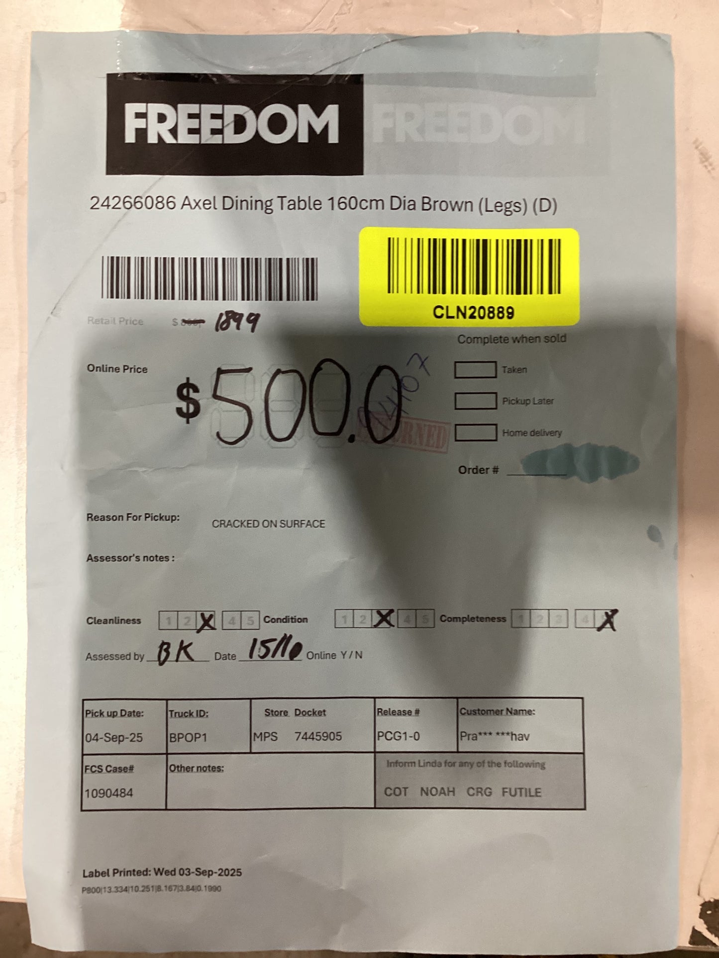 NSW MT24524 Axel Dining Table 160cm Dia Brown