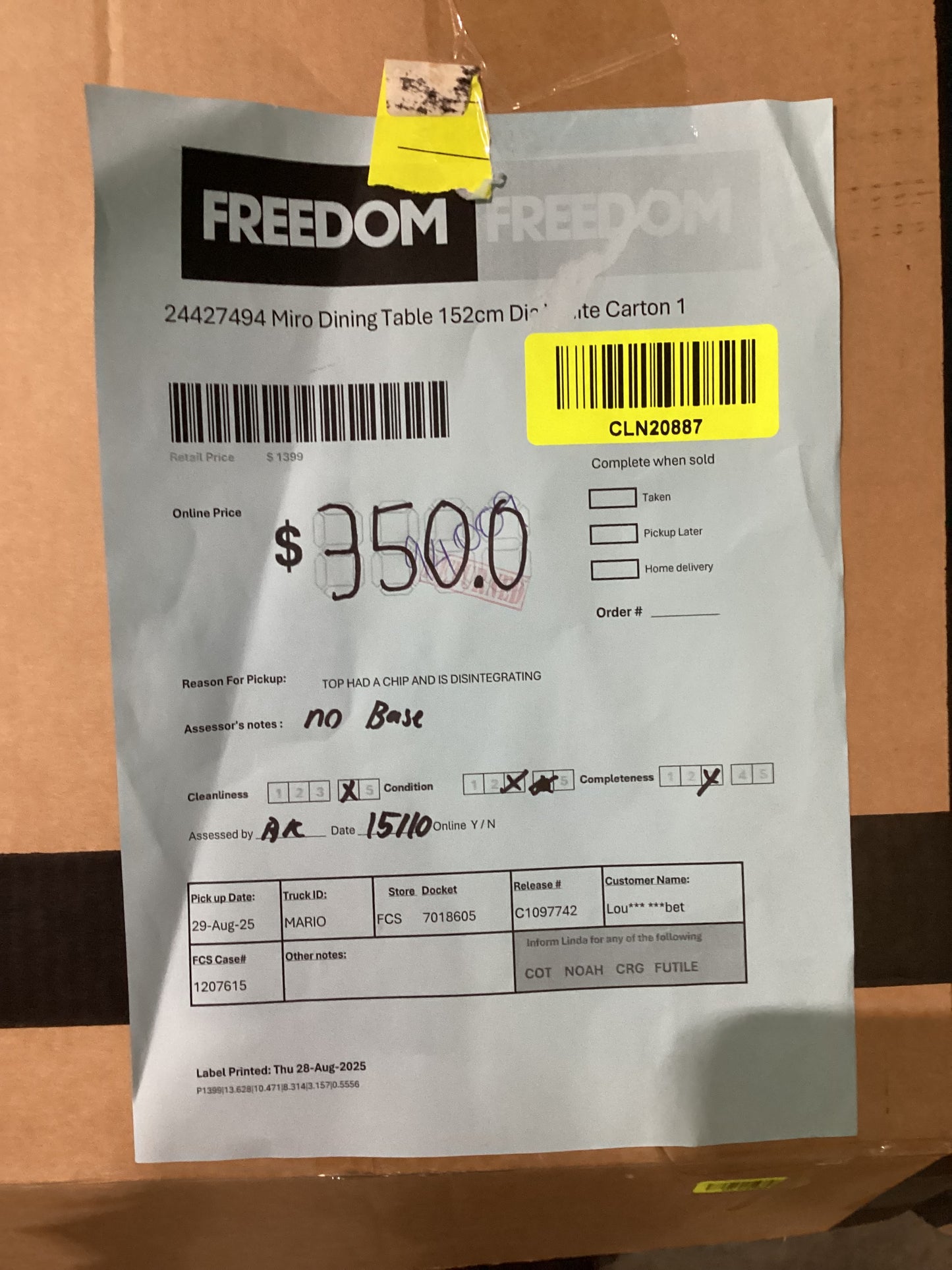 NSW CLN20887 Miro Dining Table 152cm Dia White