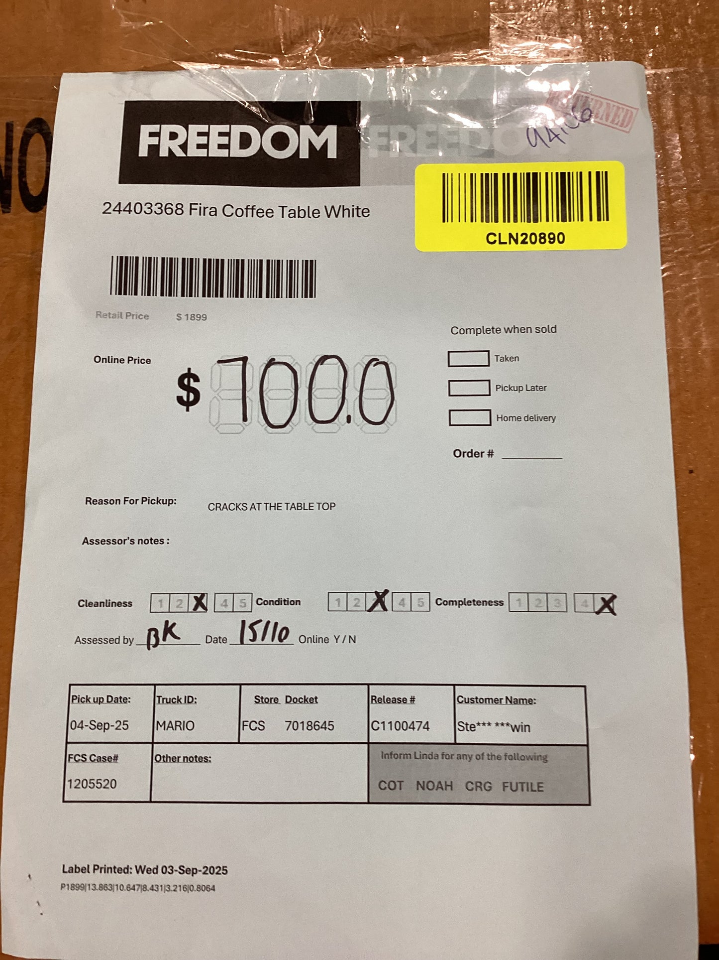 NSW CLN20890 Fira Coffee Table White