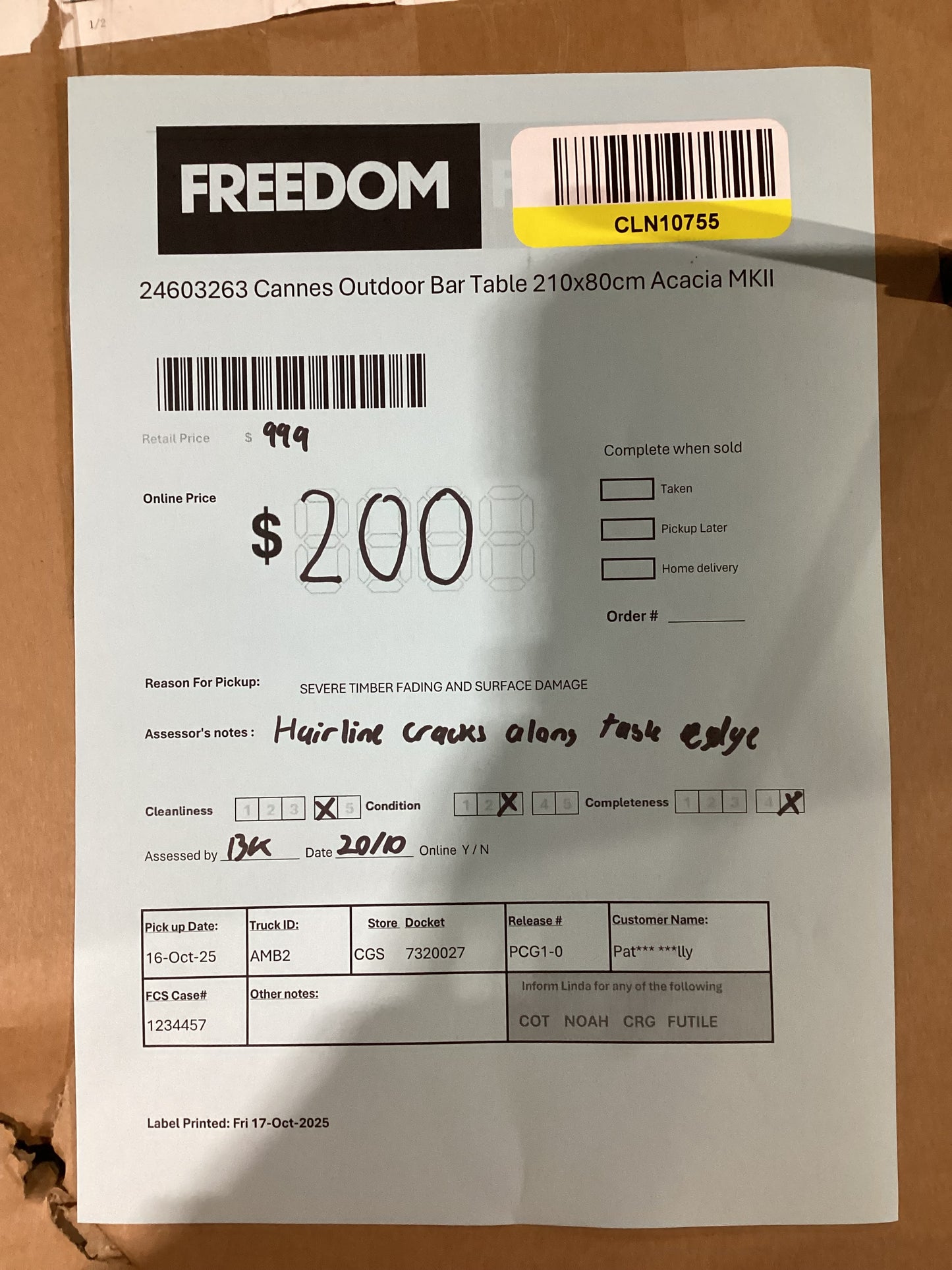 NSW CLN10755 Cannes outdoor Bar Table 210x80cm Acacia MKII