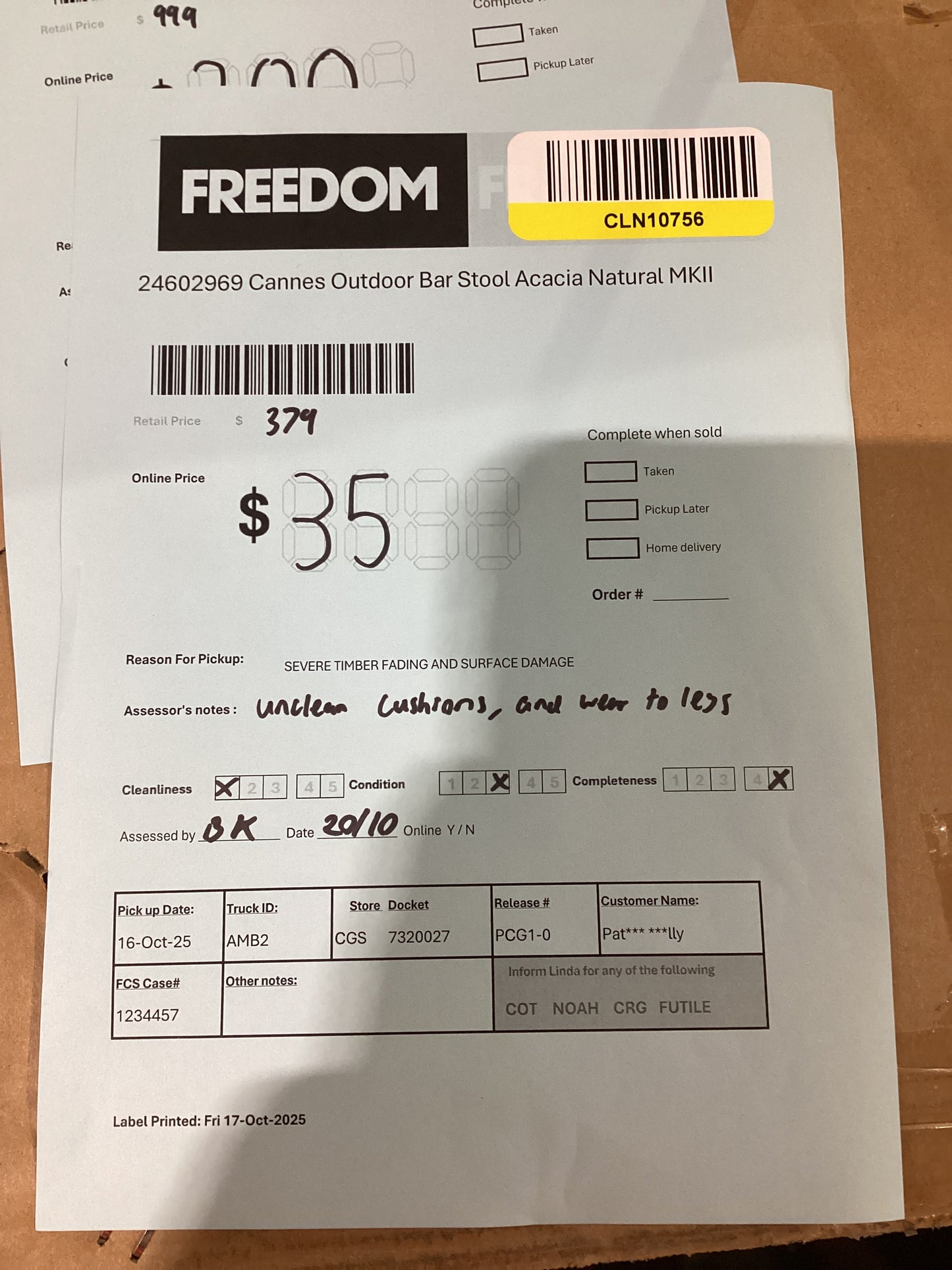 NSW CLN10756 Cannes Outdoor Bar Stool Acacia Natural MKII