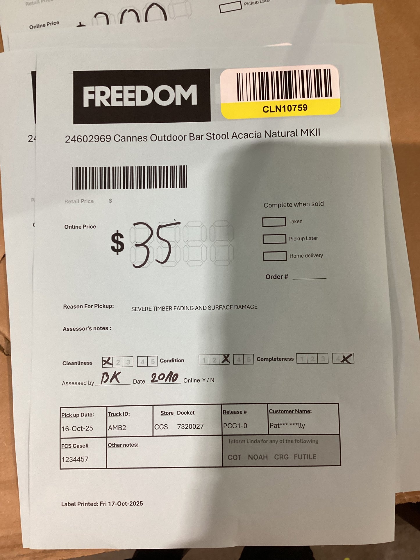 NSW CLN10759 Cannes Outdoor Bar Stool Acacia Natural MKII