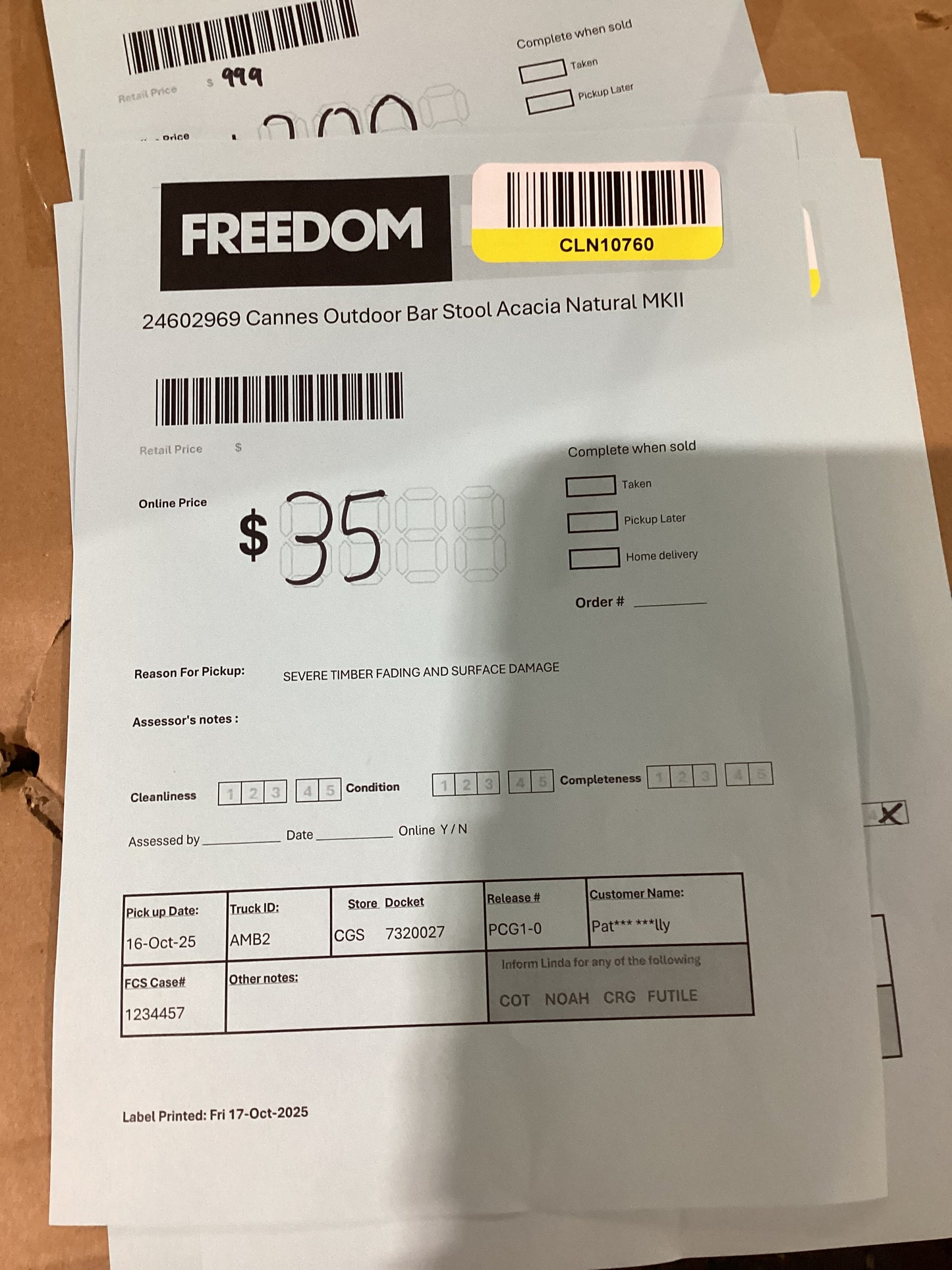 NSW CLN10760 Cannes Outdoor Bar Stool Acacia Natural MKII