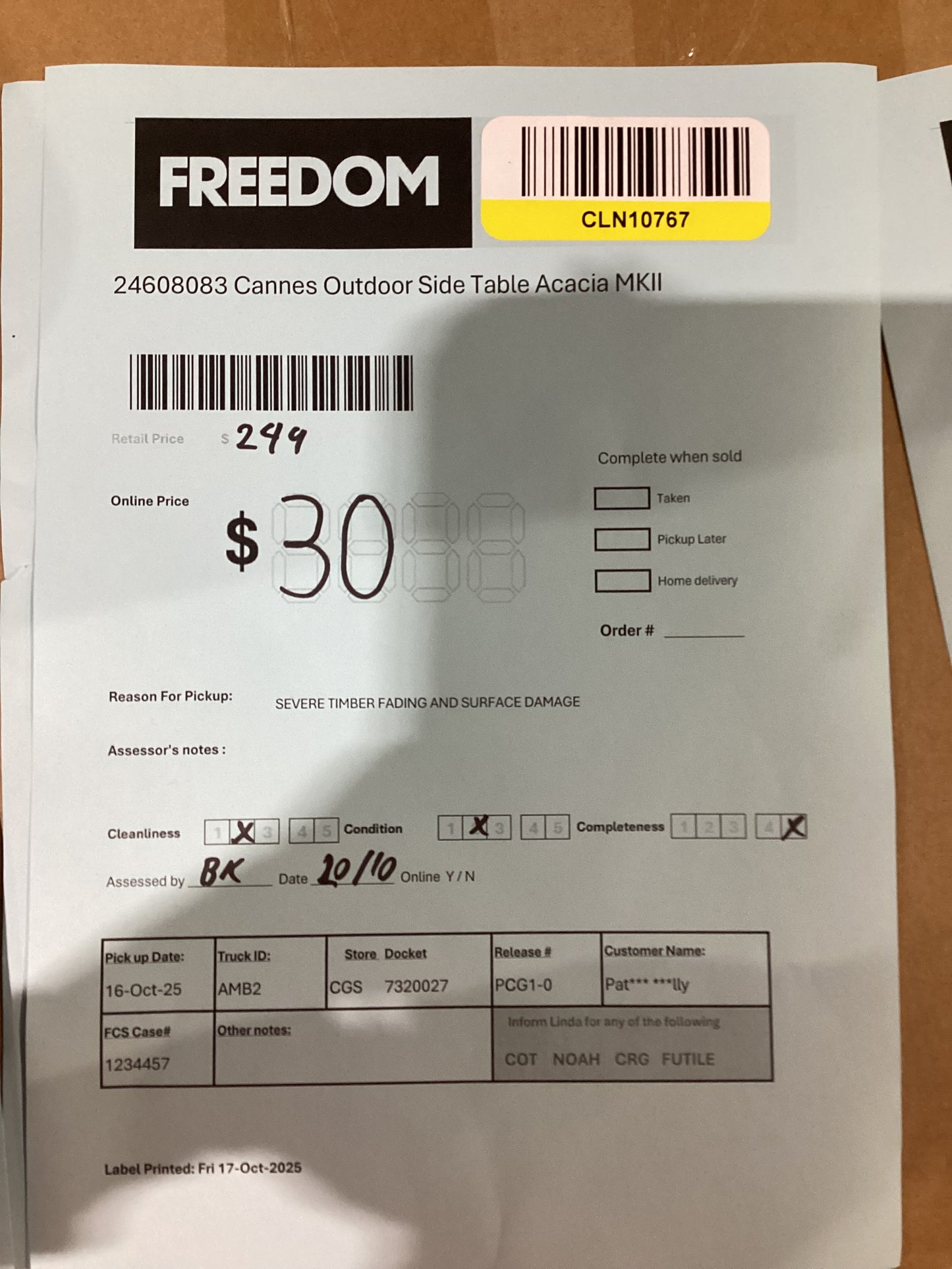 NSW CLN10767 Cannes Outdoor Side Table Acacia MKII