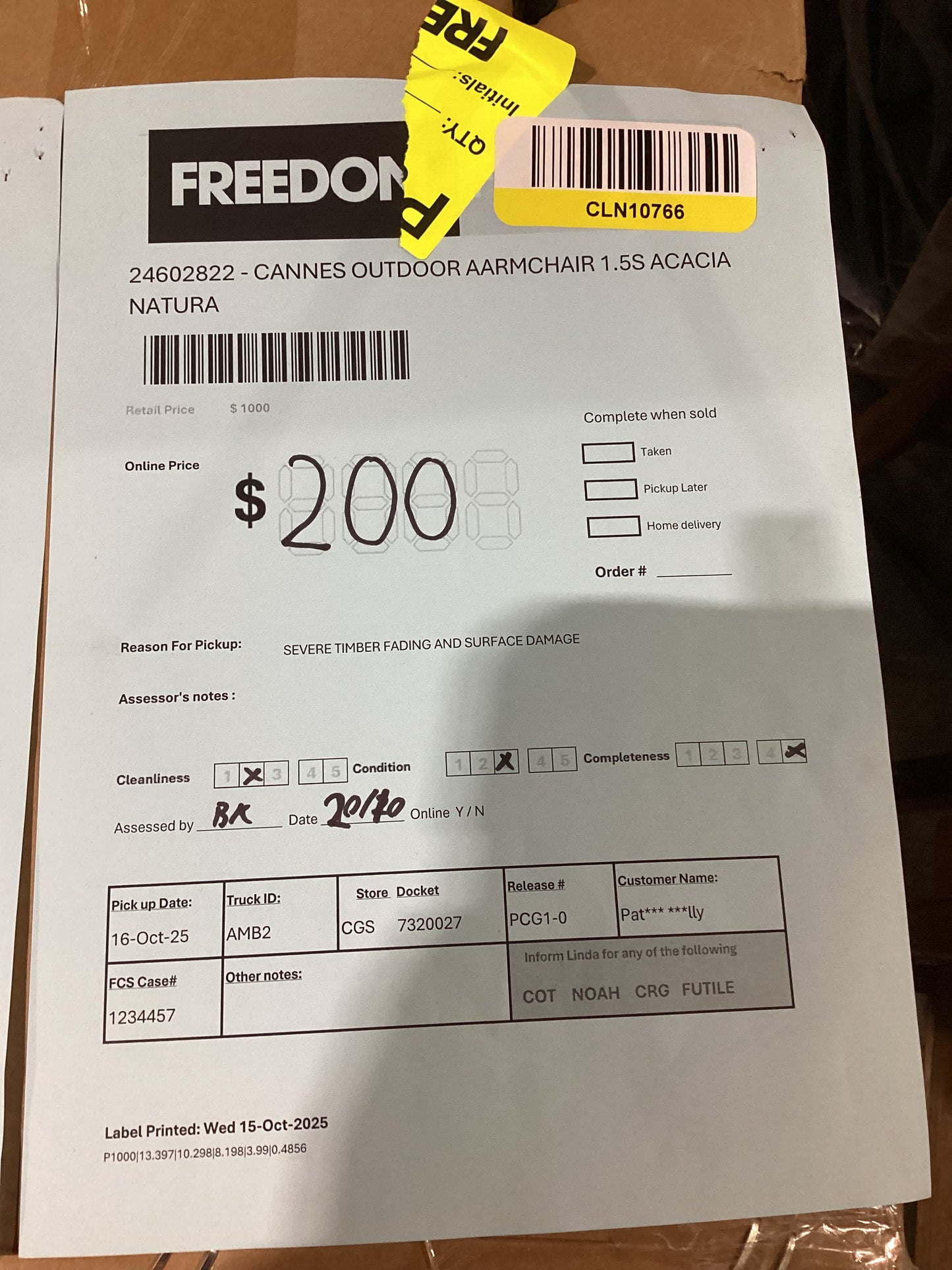 NSW CLN10766 Cannes Outdoor Armchair 1.5S Acacia Natural