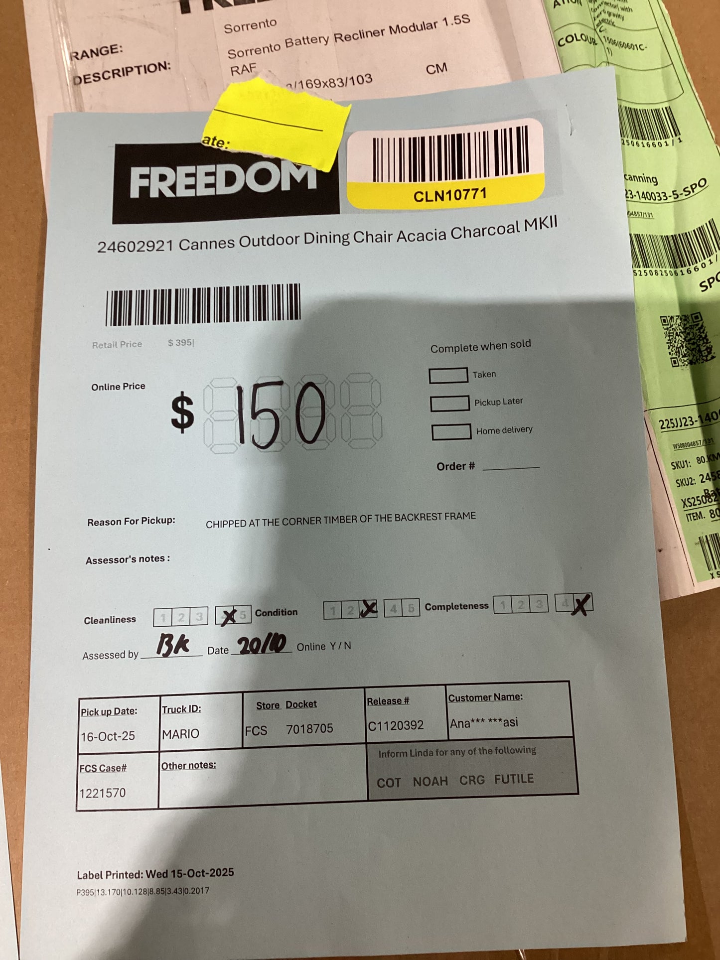 NSW CLN10771 Cannes Outdoor Dining Chair Acacia Charcoal MKII