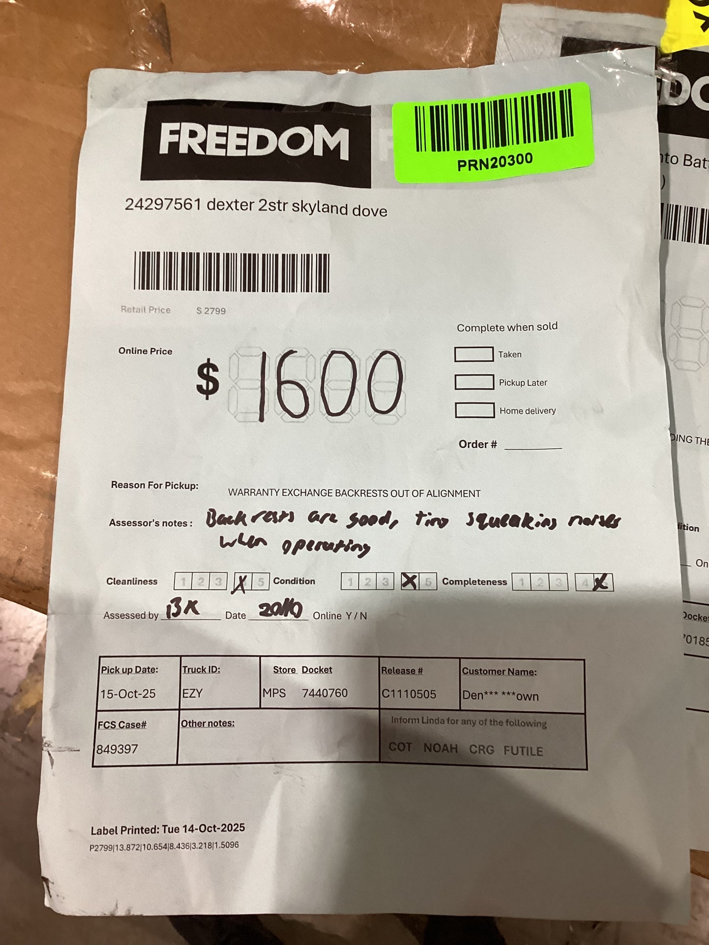 NSW PRN20300 Dexter 2S Skyland Dove