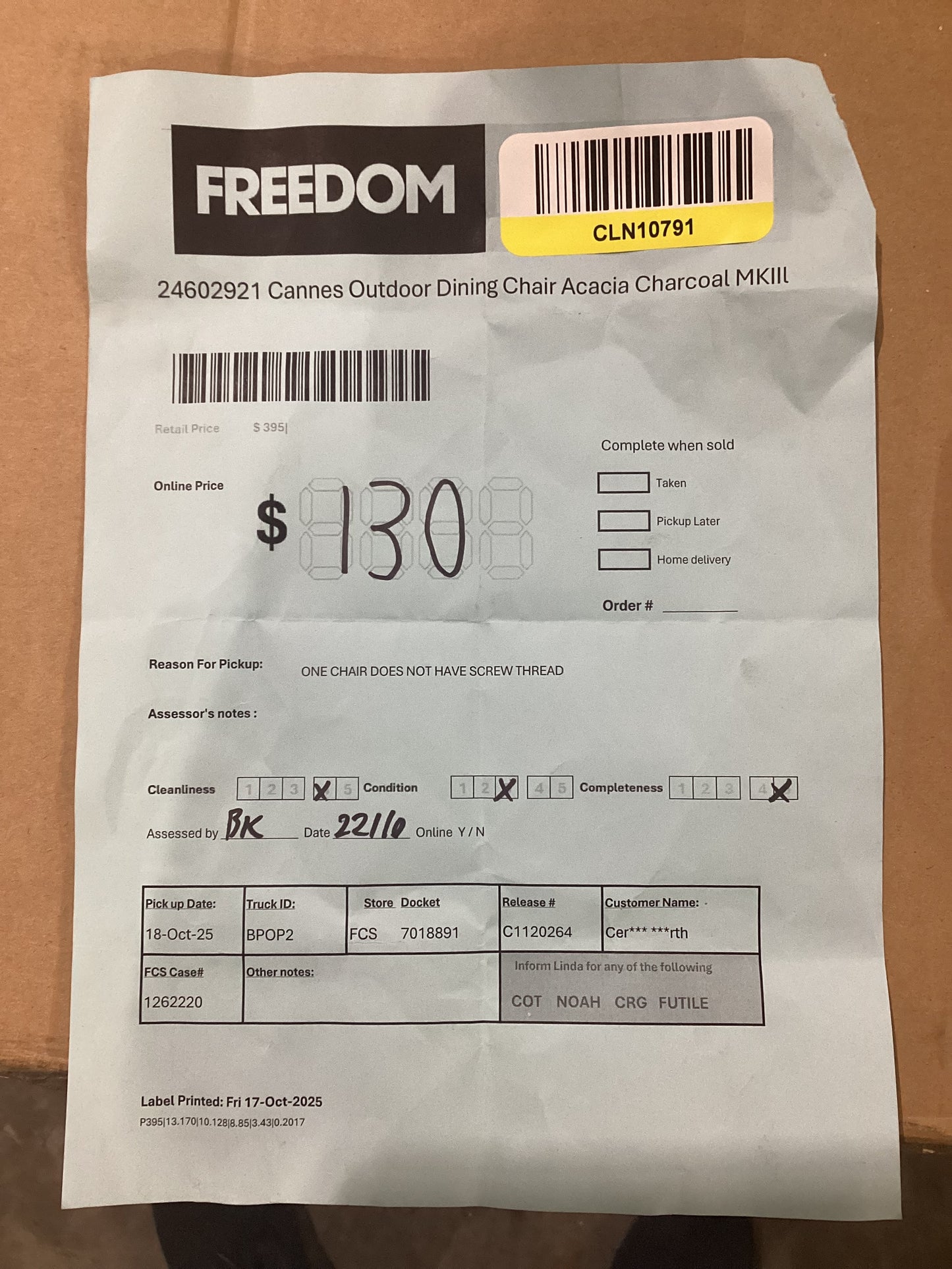 NSW CLN10791 Cannes Outdoor Dining Chair Acacia Charcoal MKII