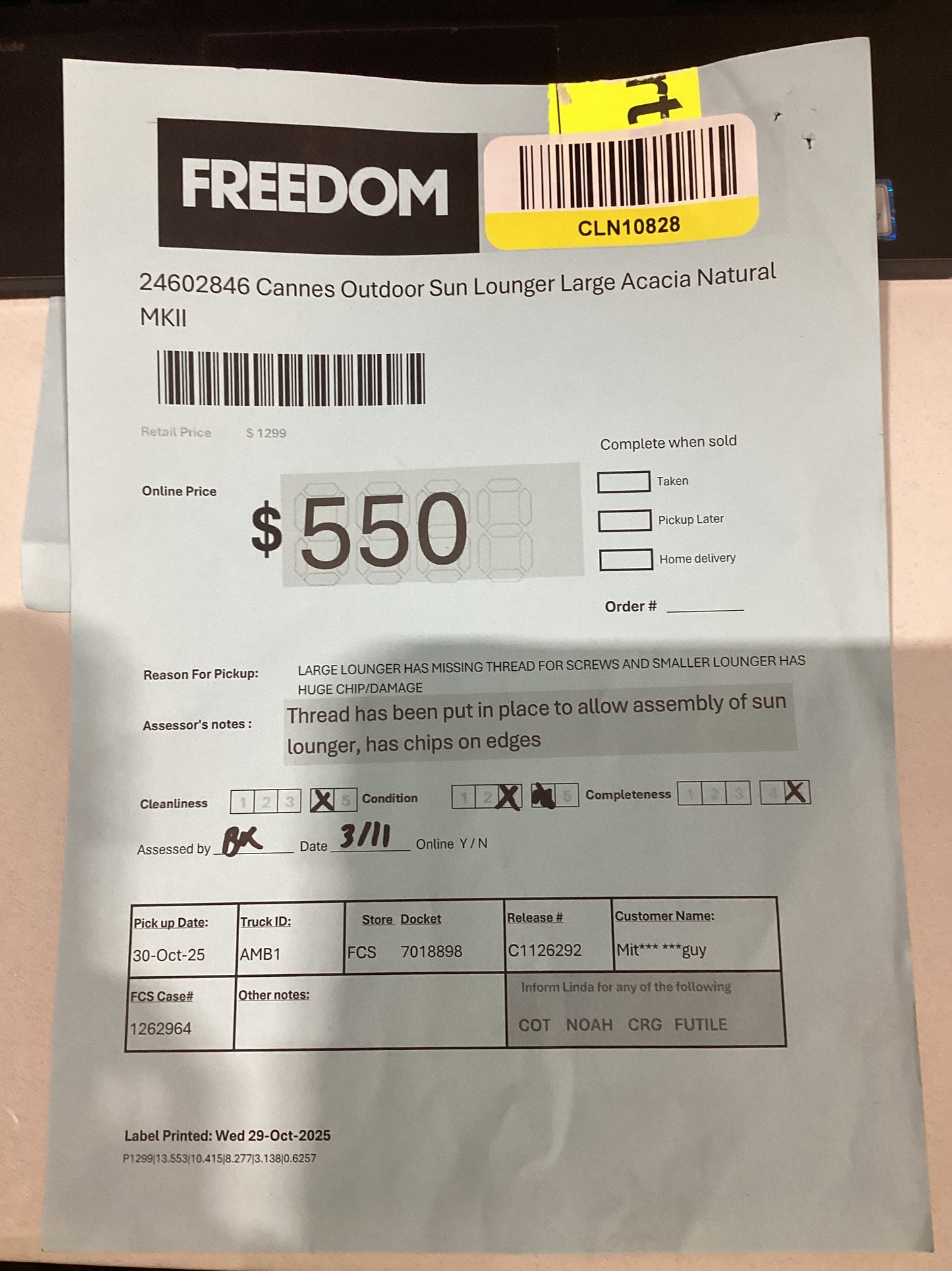 NSW CLN10828 Cannes Outdoor Sun Lounger Large Acacia Natural MKII