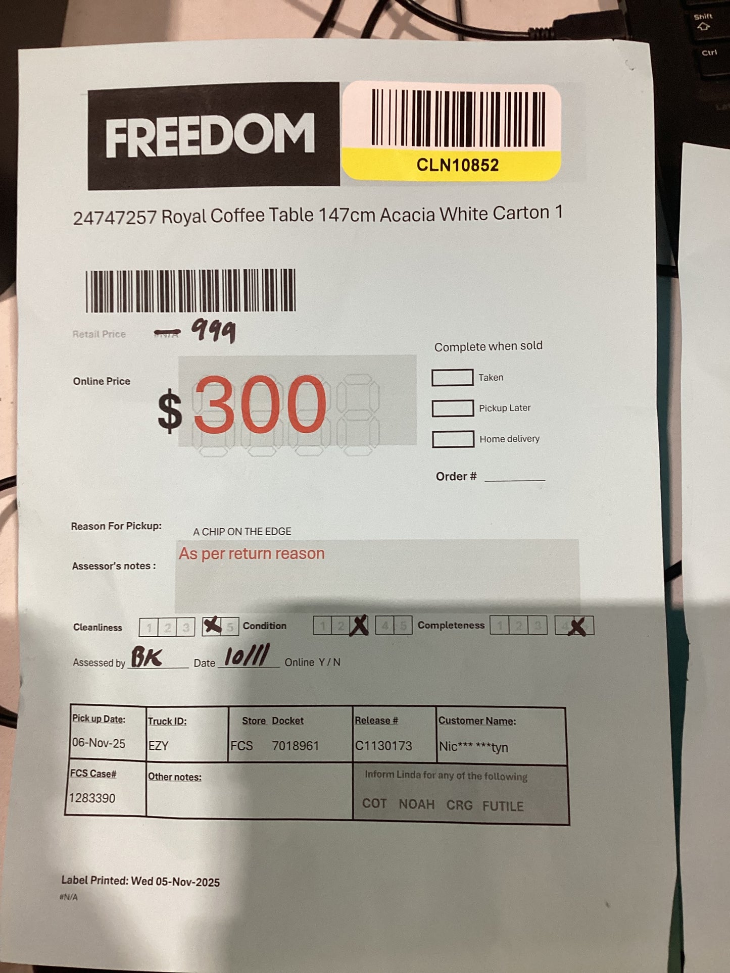 NSW MT24539 Royal Coffee Table 147cm Acacia White