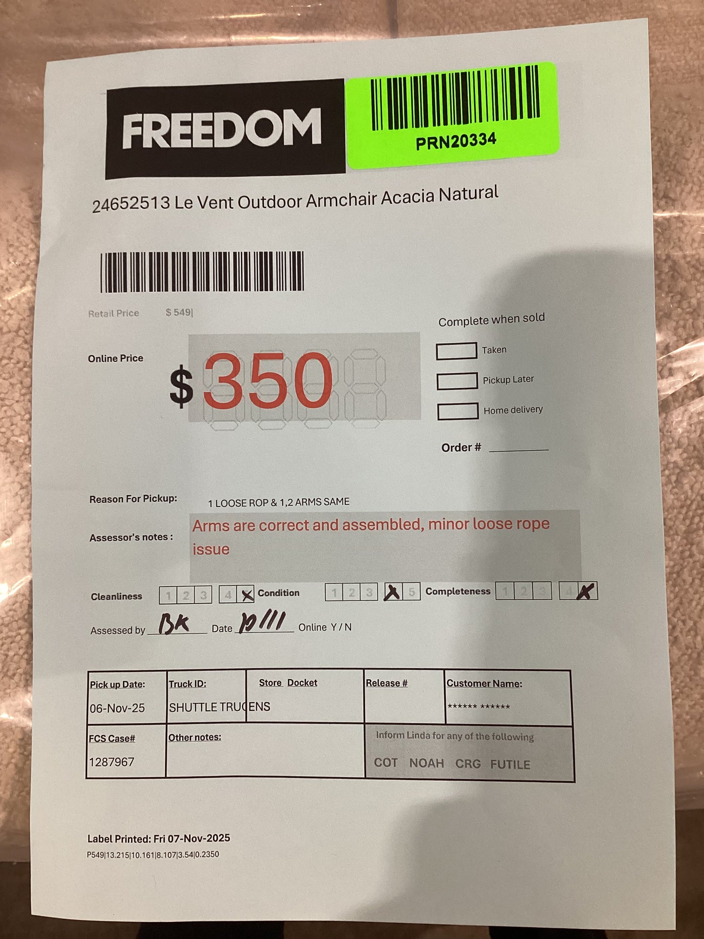 NSW PRN20334 Le Vent Outdoor Armchair Acacia Natural