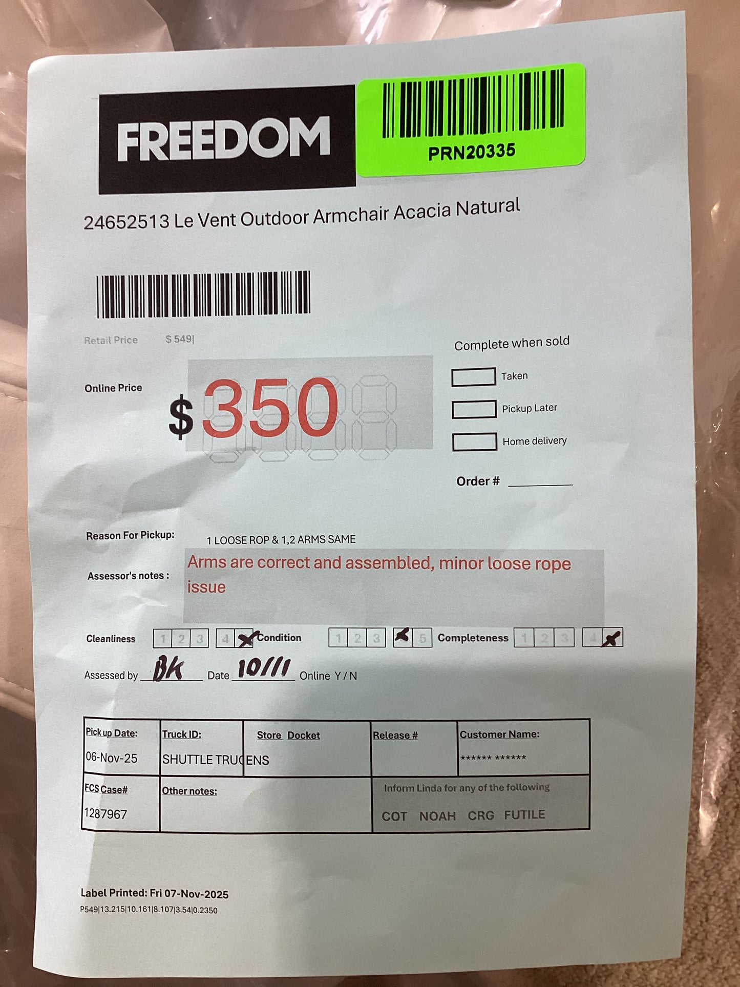 NSW PRN20335 Le Vent Outdoor Armchair Acacia Natural