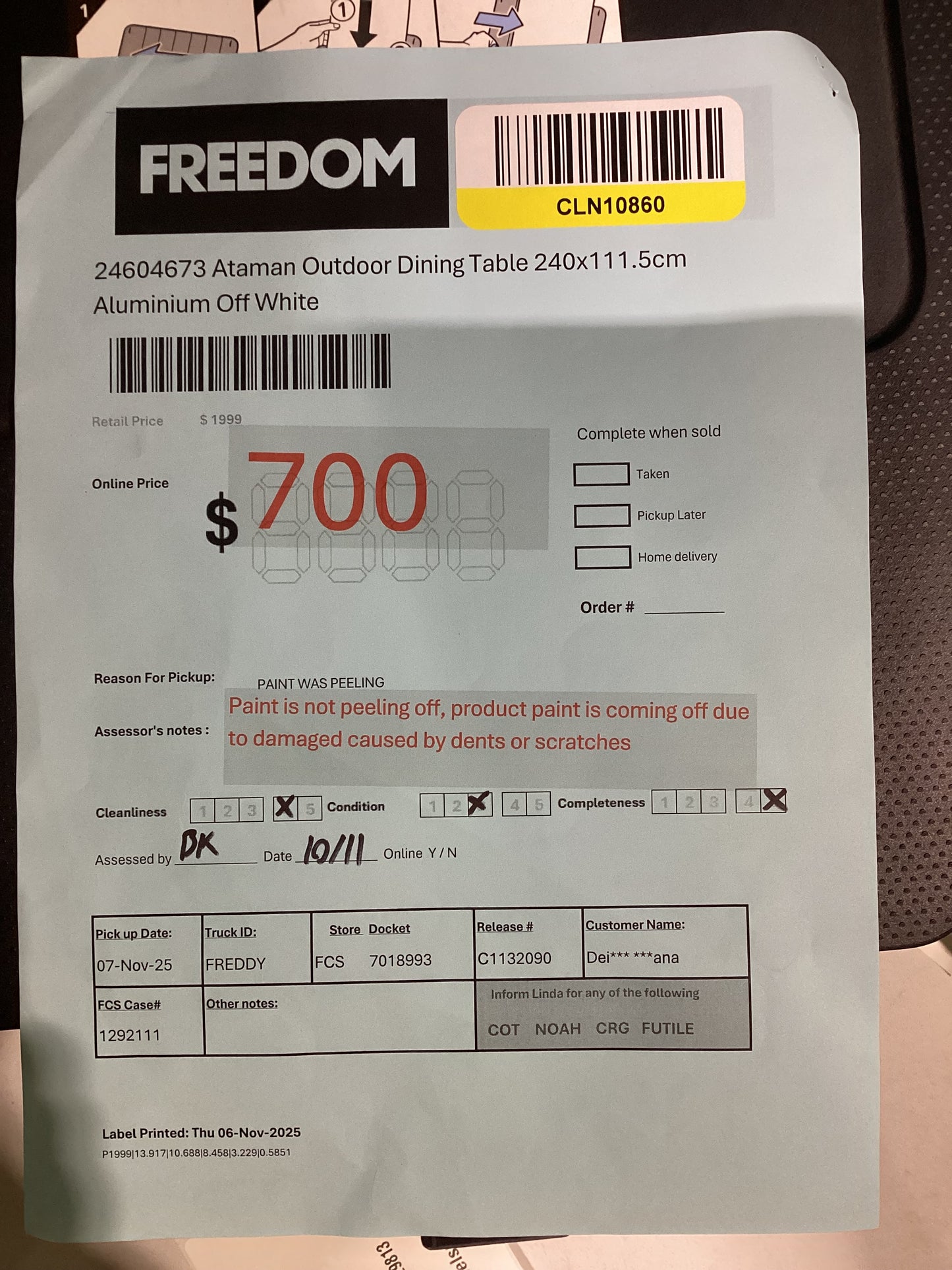 NSW CLN10860 Ataman Outdoor Dining Table 240x111.5cm Aluminium Off White