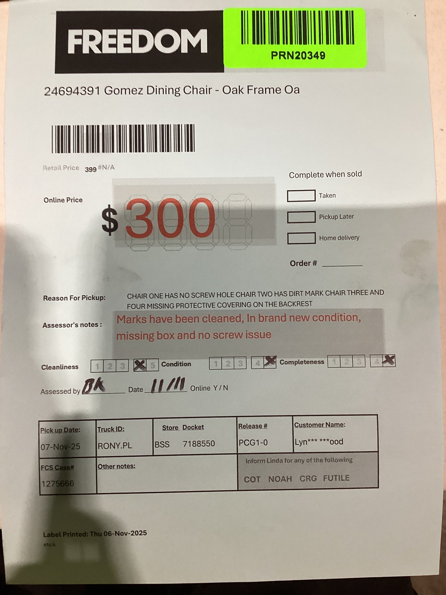 NSW PRN20349 Gomez Dining Chair Oak Frame Oak