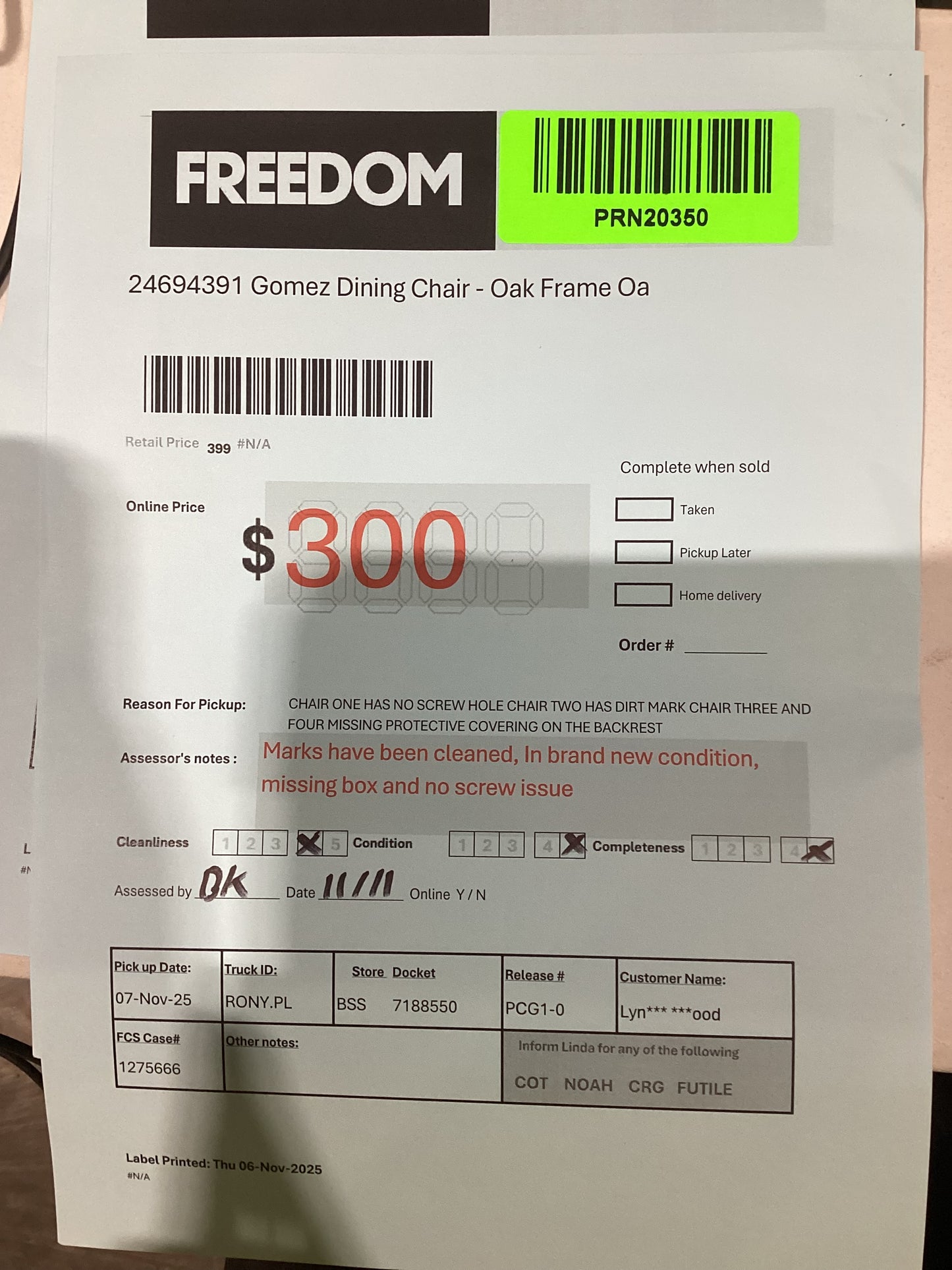 NSW PRN20350 Gomez Dining Chair Oak Frame Oak