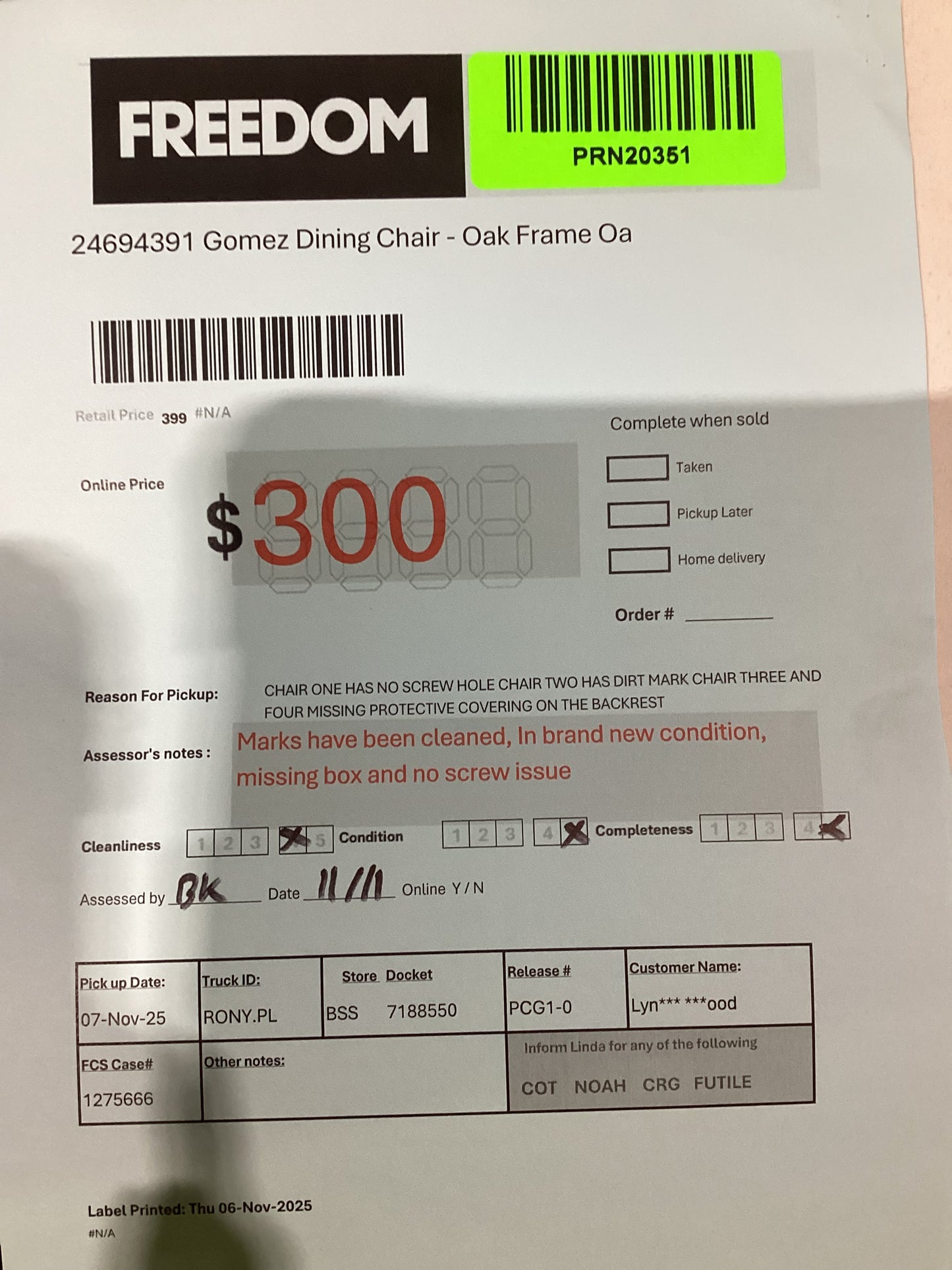 NSW PRN20351 Gomez Dining Chair Oak Frame Oak