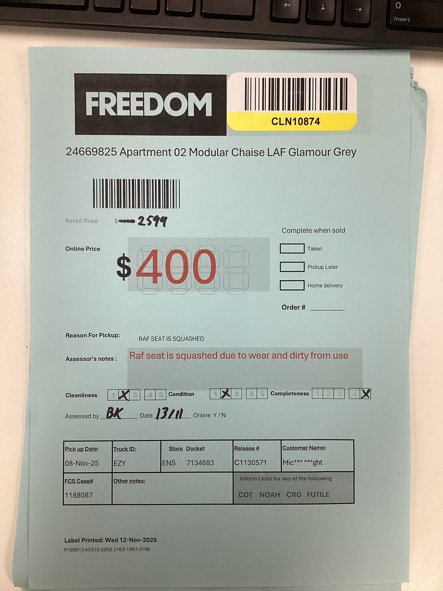 NSW MT24554 Apartment 02 Modular 2S RAF+Chaise LAF Glamour Grey