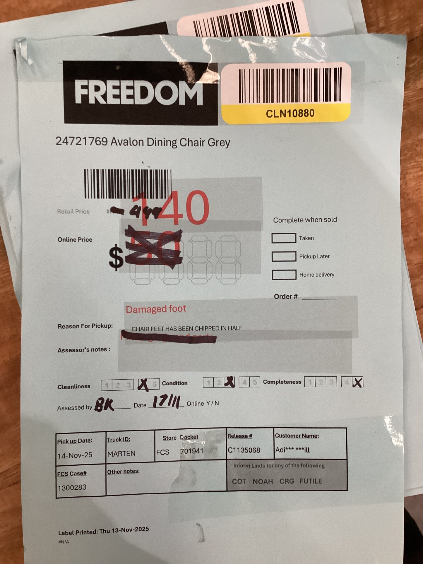 NSW CLN10880 Avalon Dining Chair Grey