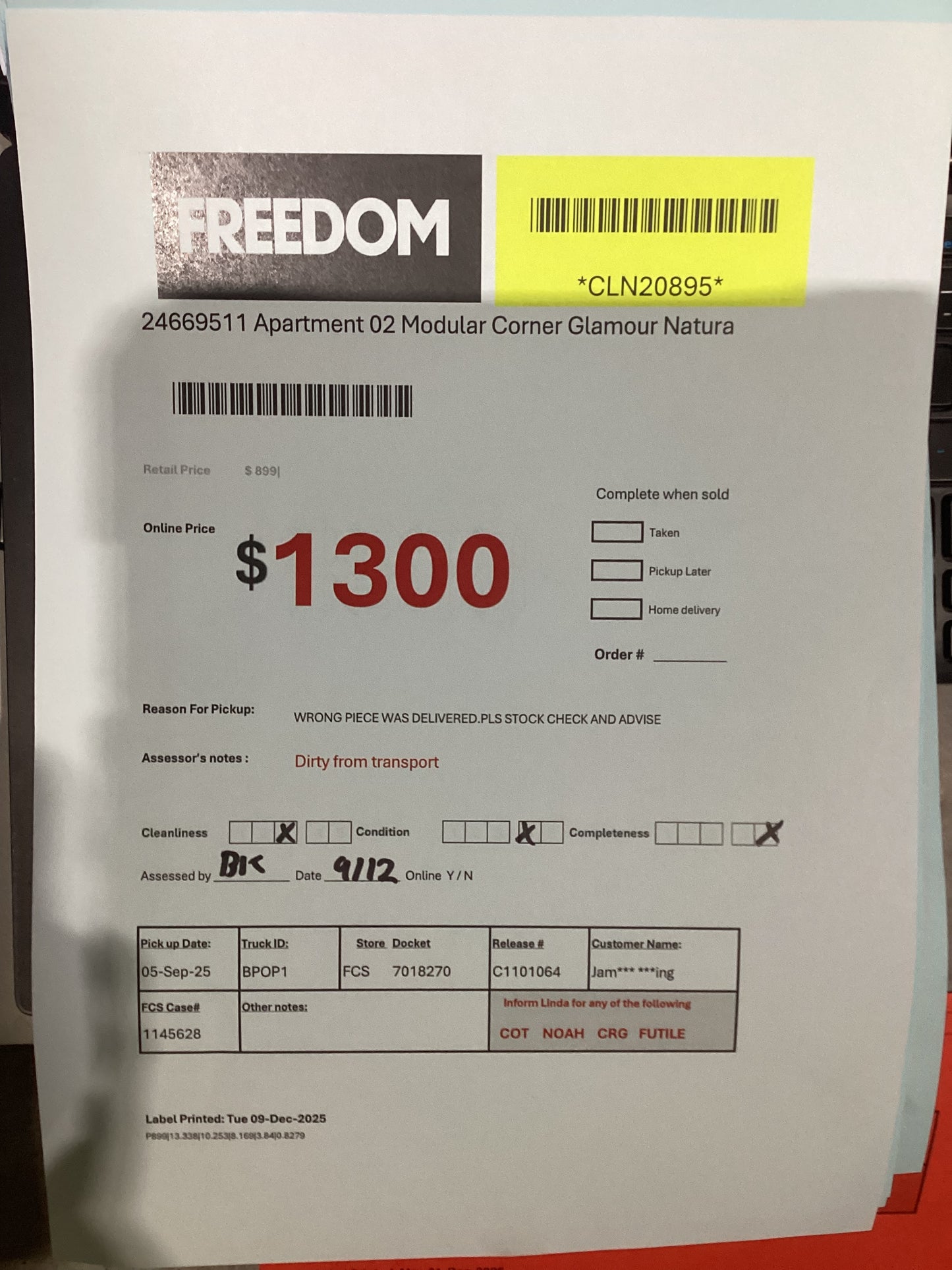 NSW MT24588 Apartment Modular LAF Chaise+Corner+End Terminal RAF+ 2S Armless Glamour Natural