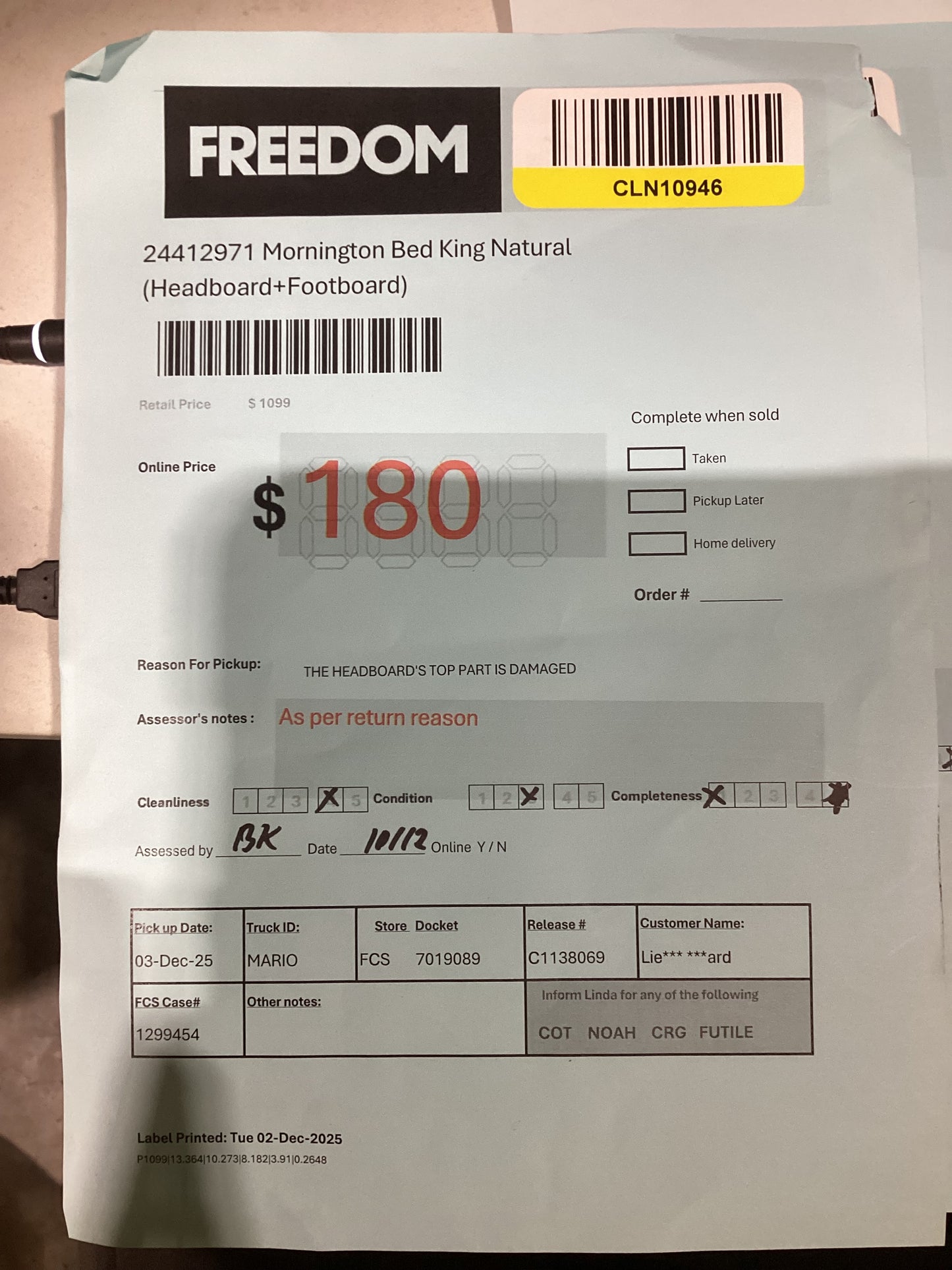 NSW CLN10946 Mornington Bed King Natural (Headboard+Footboard Only)