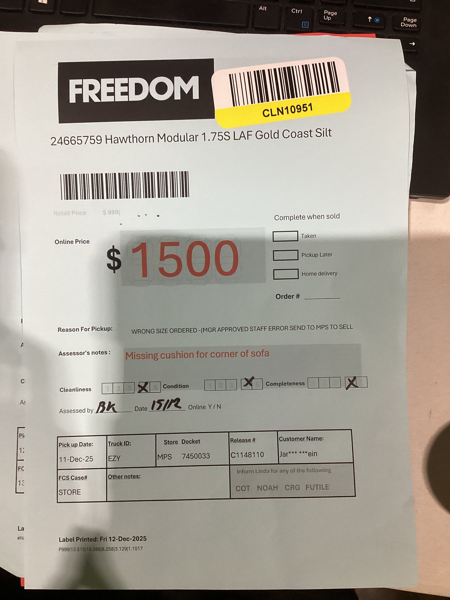 NSW MT24594 Hawthorn Modular 1.75S RAF+1.5S RAF+1.75S LAF Gold Coast Slit