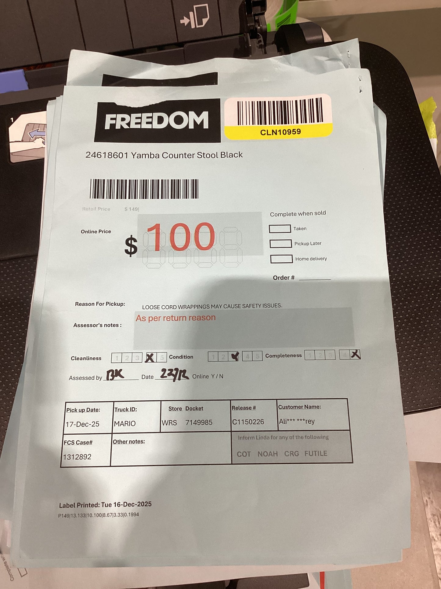 NSW CLN10959 Yamba Counter Stool Black