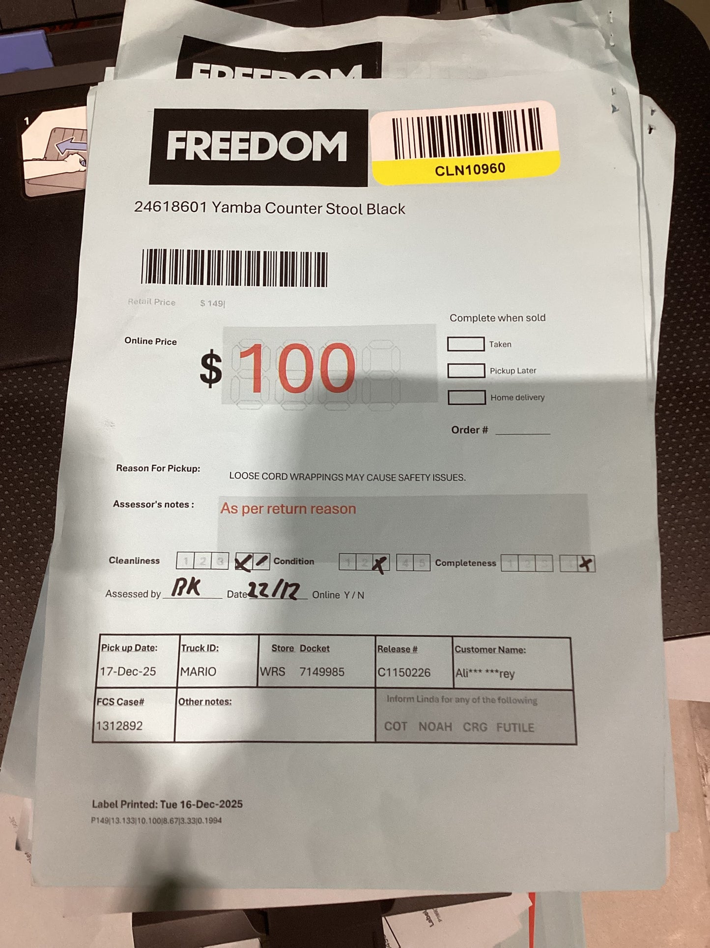 NSW CLN10960 Yamba Counter Stool Black