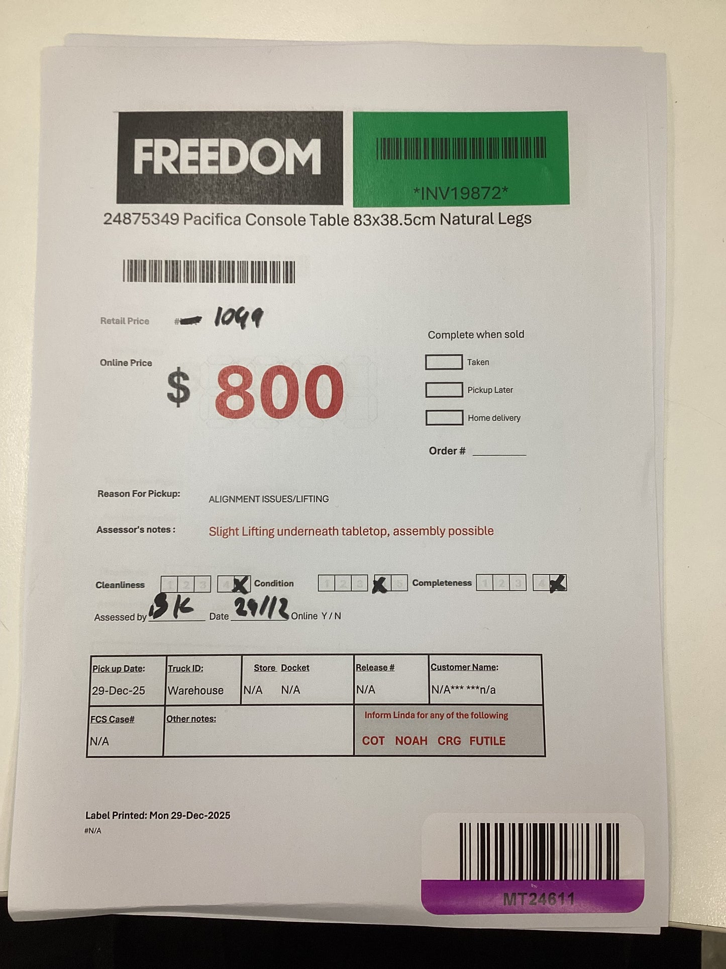 NSW MT24611 Pacifica Console Table