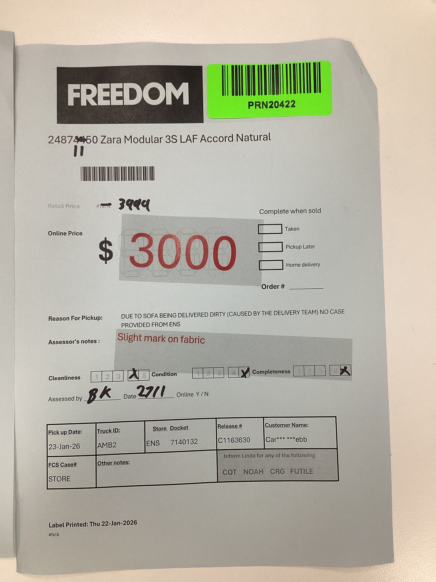 NSW MT24604 Zara Modular 3S LAF+Chaise RAF Accord Natural