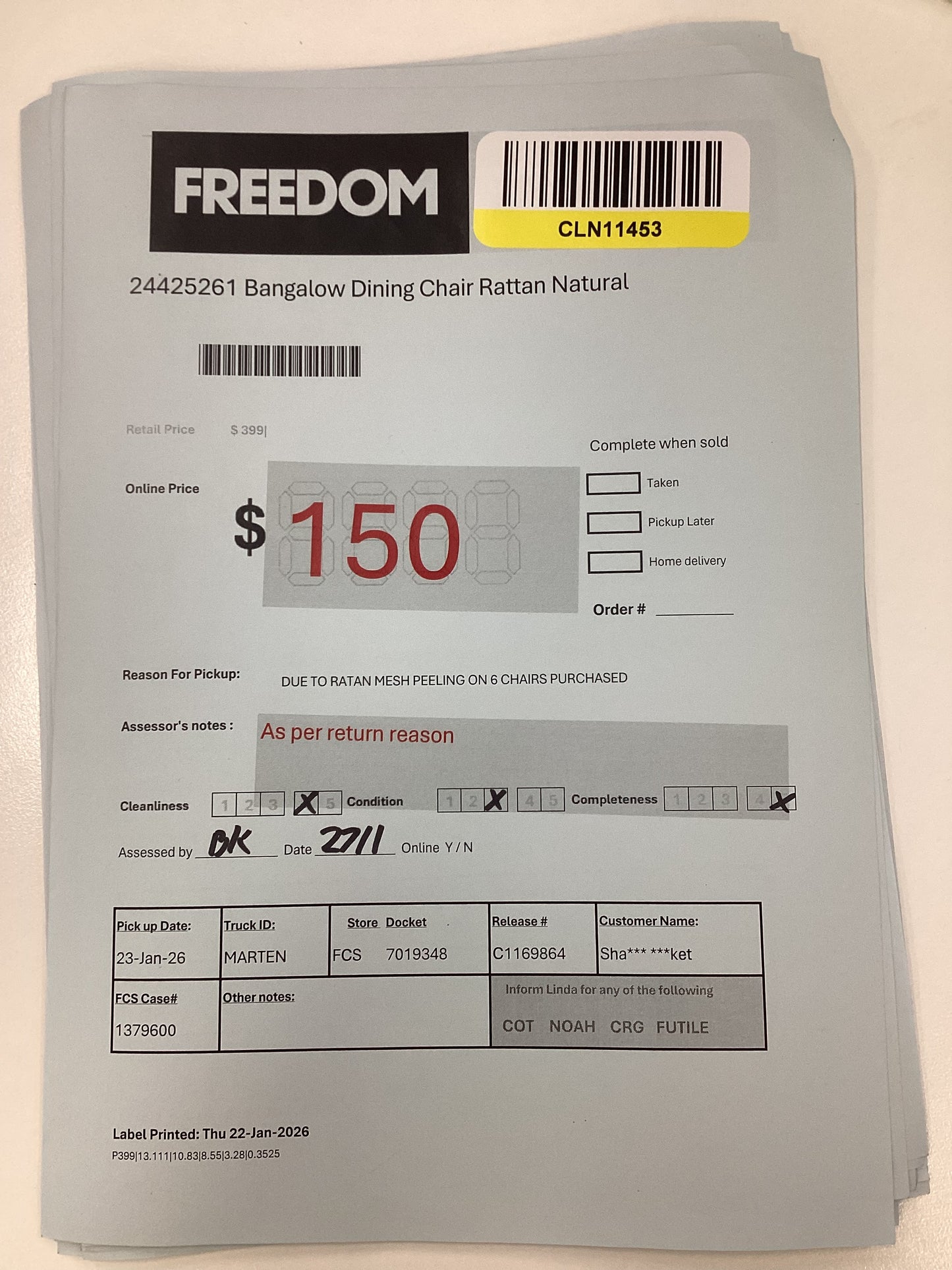 NSW CLN11453 Bangalow Dining Chair Rattan Natural