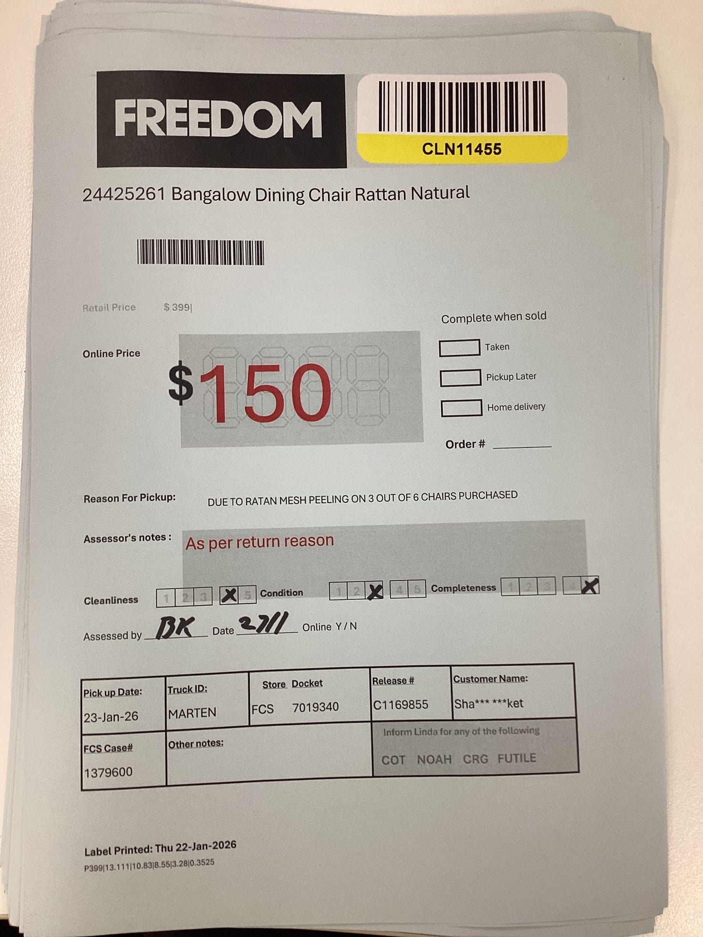 NSW CLN11455 Bangalow Dining Chair Rattan Natural