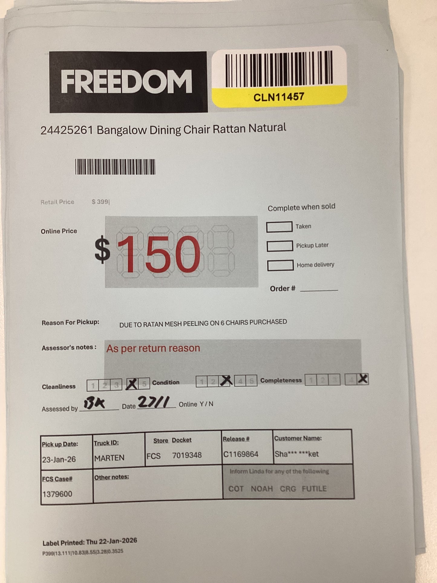 NSW CLN11457 Bangalow Dining Chair Rattan Natural