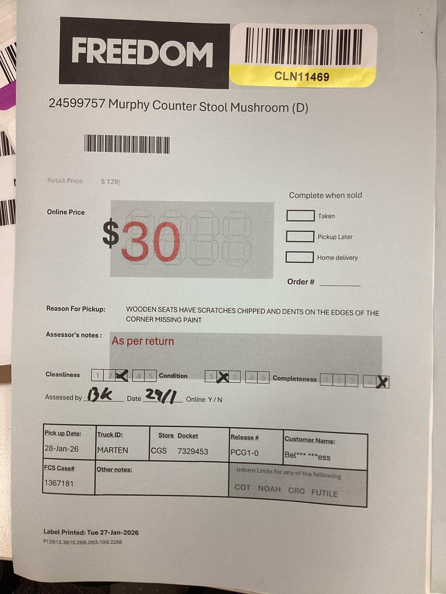 NSW CLN11469 Murphy Counter Stool Mushroom