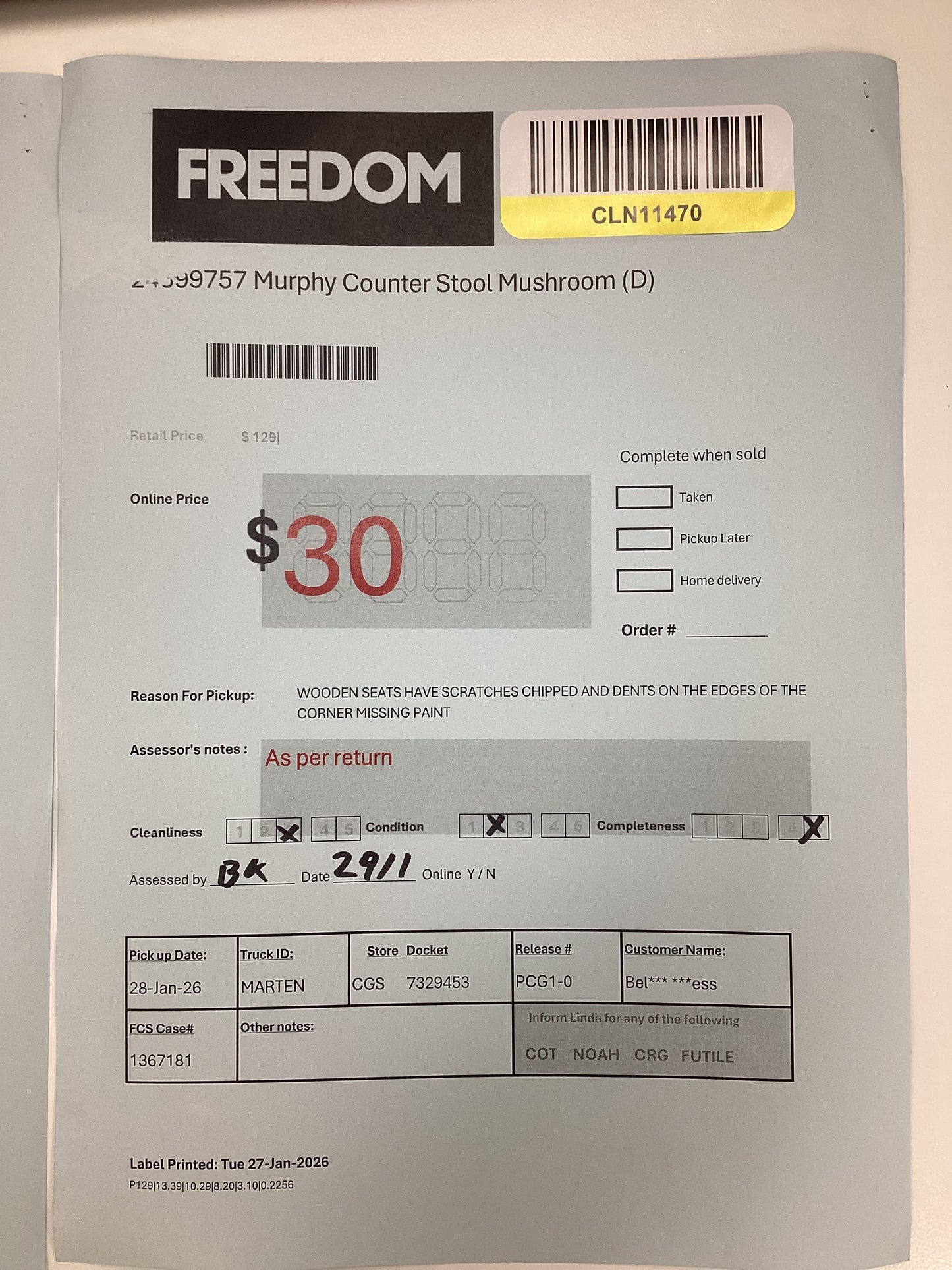 NSW CLN11470 Murphy Counter Stool Mushroom